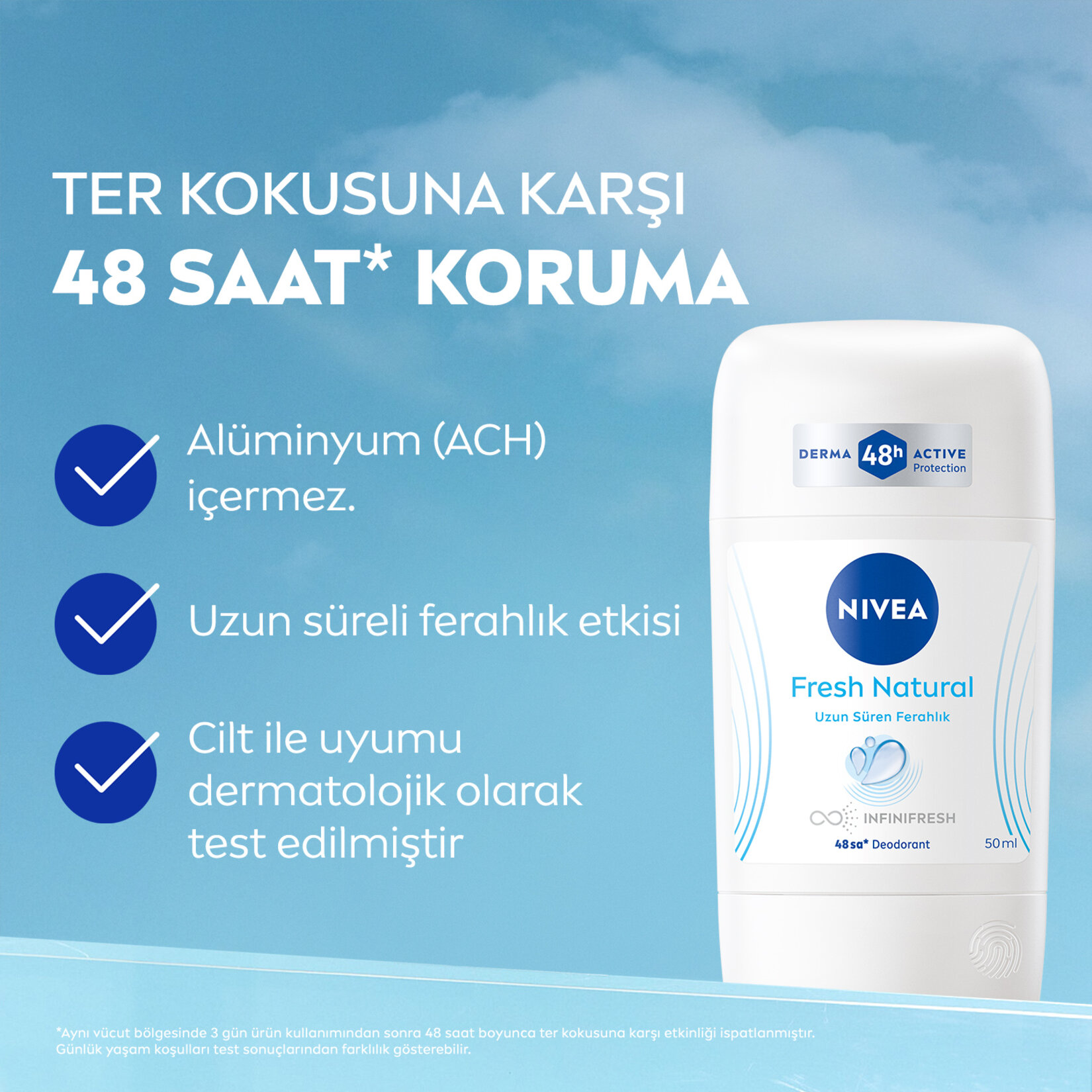 NIVEA Kadın Stick Deodorant Fresh Natural 50 Ml - Görsel 3