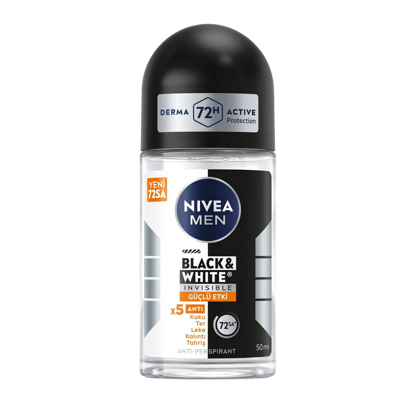 NIVEA Men Erkek Roll On Deodorant Black&White Invisible Güçlü Etki 50 ml - Görsel 1