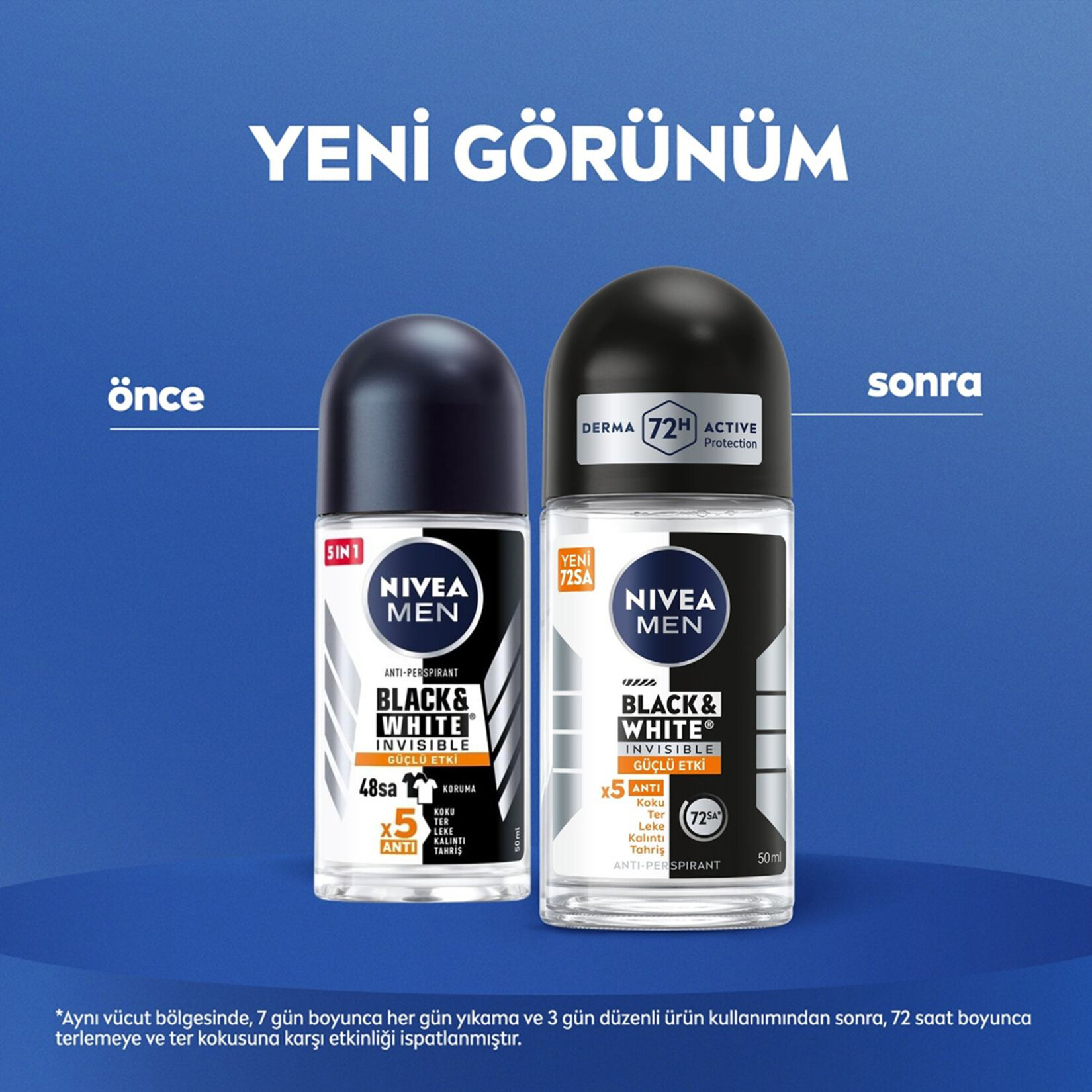 NIVEA Men Erkek Roll On Deodorant Black&White Invisible Güçlü Etki 50 ml - Görsel 2