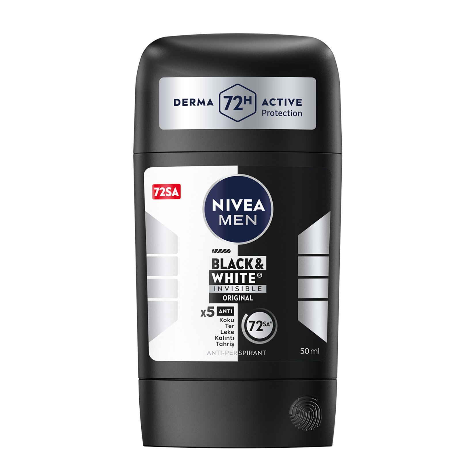 NIVEA MEN Erkek Stick Deodorant Black&White 72 Saat Anti-perspirant Insible Original 50 ml - Görsel 1