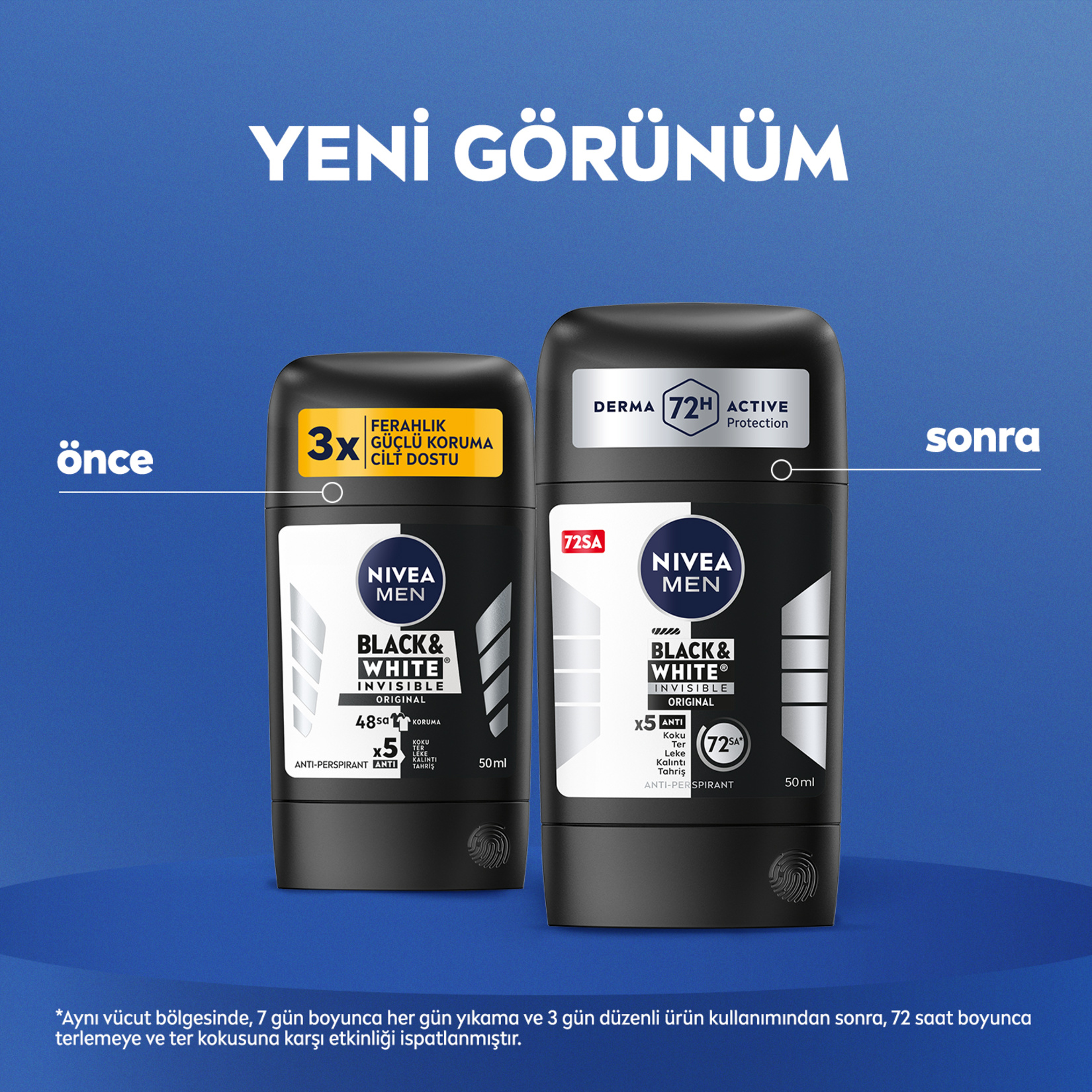 NIVEA MEN Erkek Stick Deodorant Black&White 72 Saat Anti-perspirant Insible Original 50 ml - Görsel 4