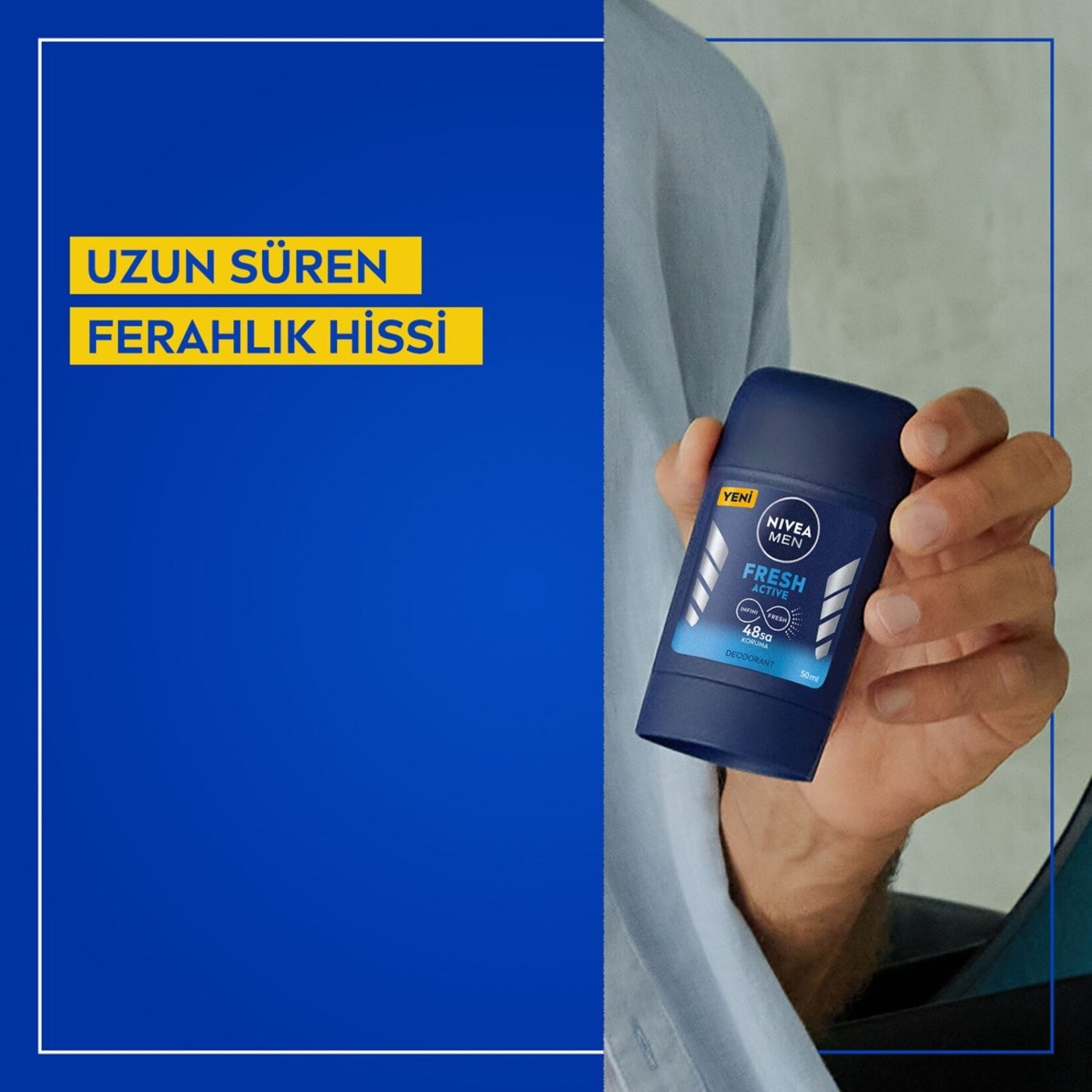 NIVEA MEN Erkek Stick Deodorant Fresh Active 50 Ml - Görsel 2