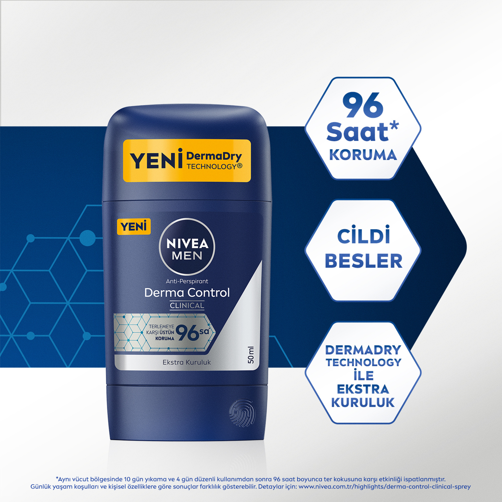 NIVEA MEN Roll-on deodorant Derma Control Clinical 96 saat Anti-perspirant  50 Ml - Görsel 3