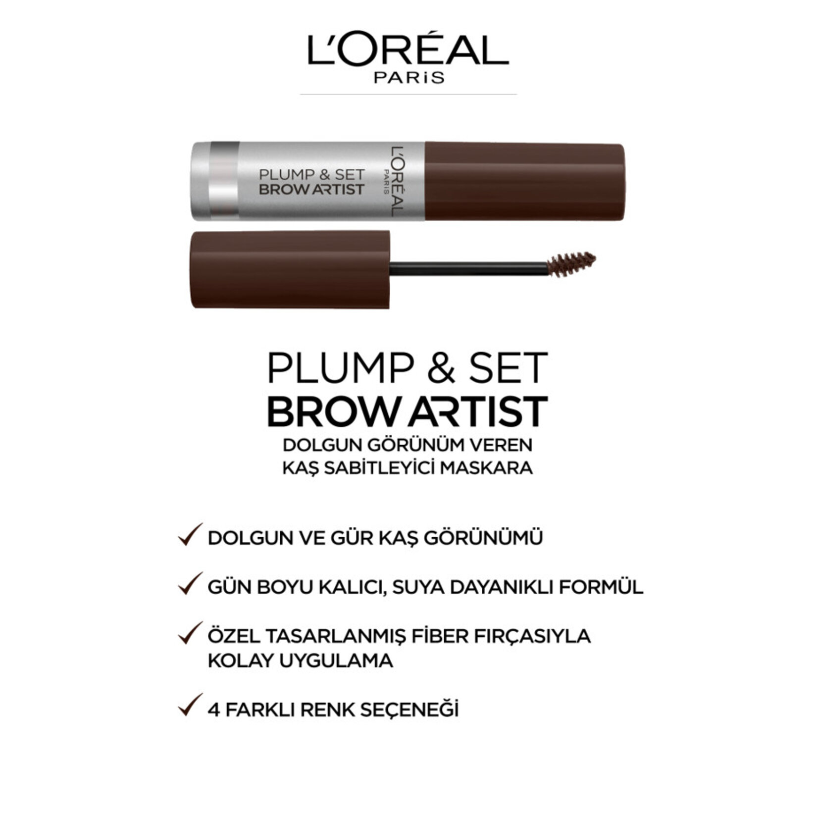 L'Oréal Paris Brow Artist Plump & Set Dolgun Görünüm Veren Kaş Sabitleyici Maskara - 109 Ebony - Görsel 4