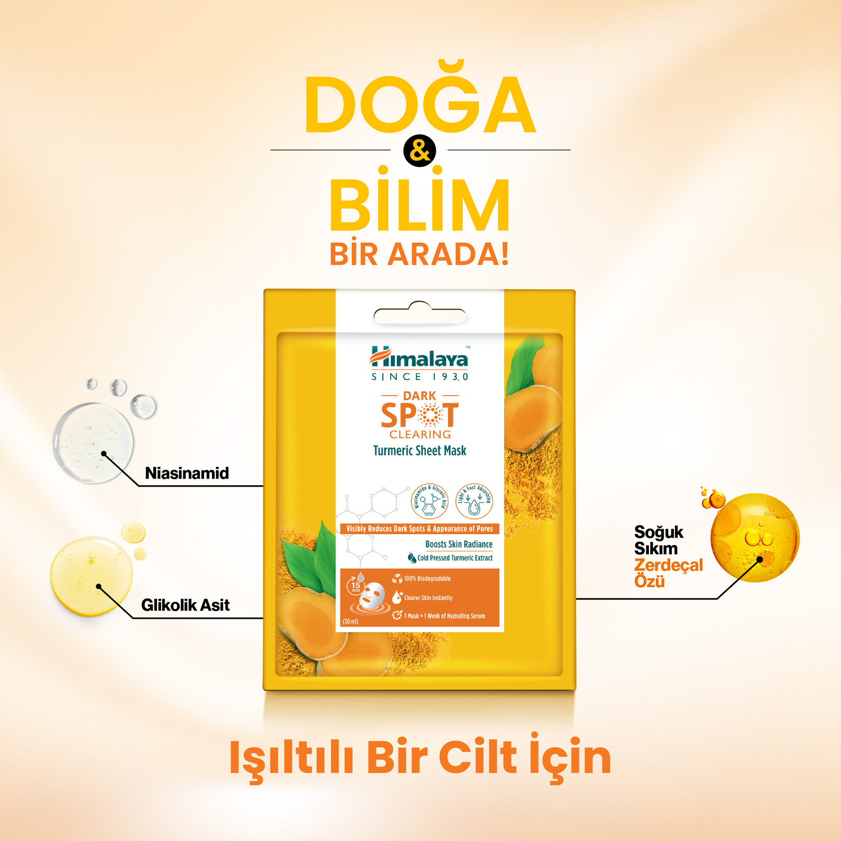 Himalaya Leke Karşıtı Zerdaçal Özlü Kağıt Maske 30Ml - Görsel 2