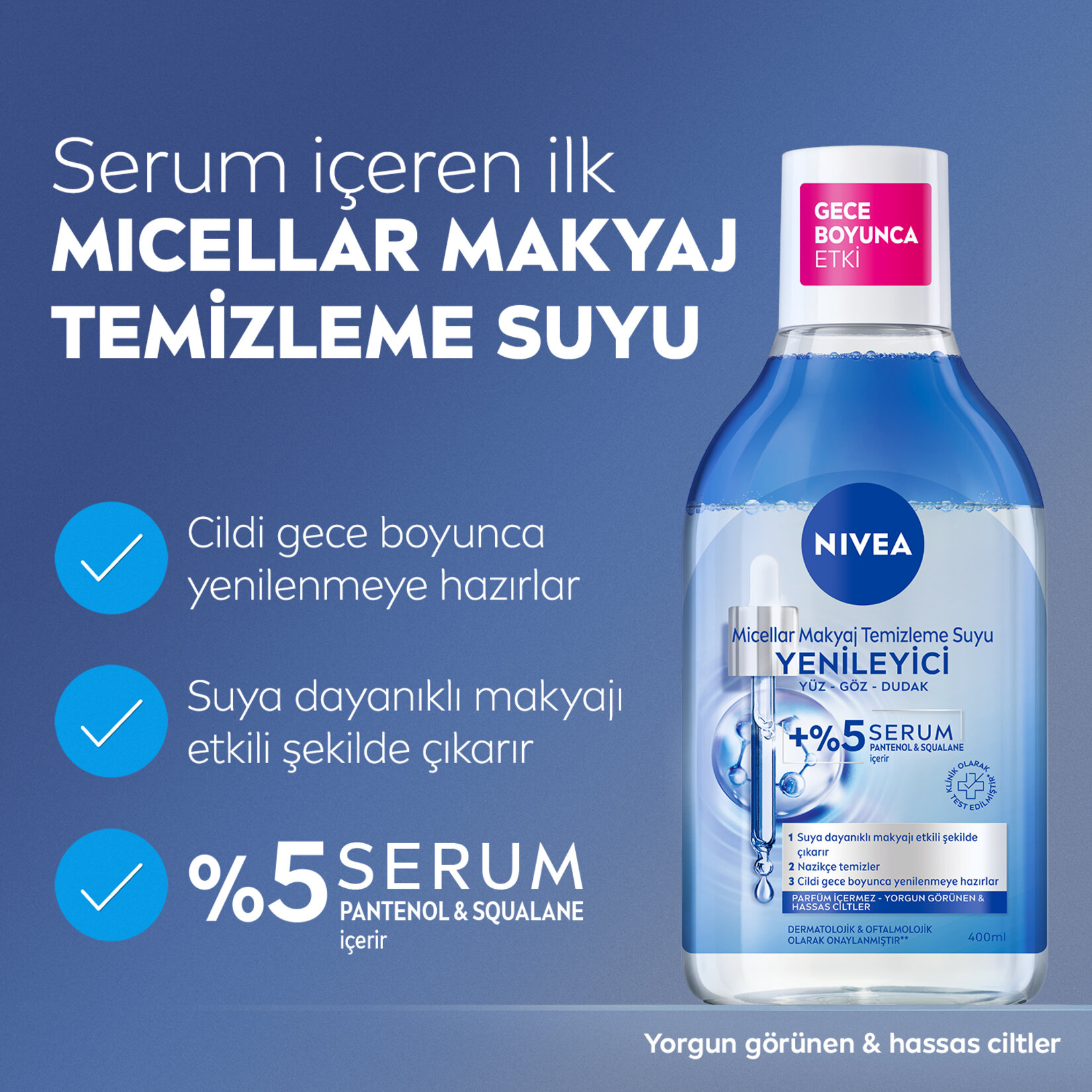 NIVEA Yenileyici Serum İçerikli Micellar Makyaj Temizleme Suyu Pantenol 400 ml - Görsel 4