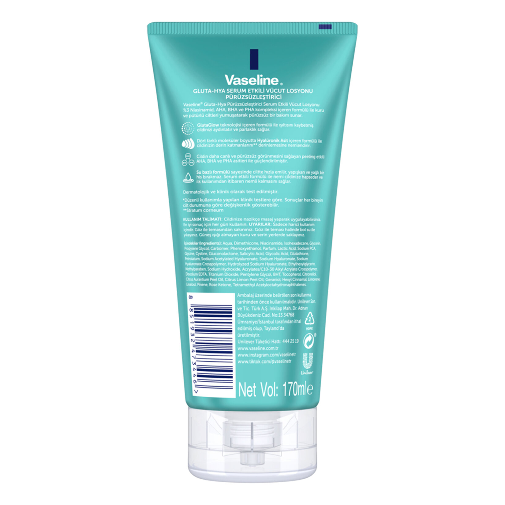 Vaseline Gluta Hya Pürüzsüzleştirici Vücut Losyonu 170 Ml - Görsel 2