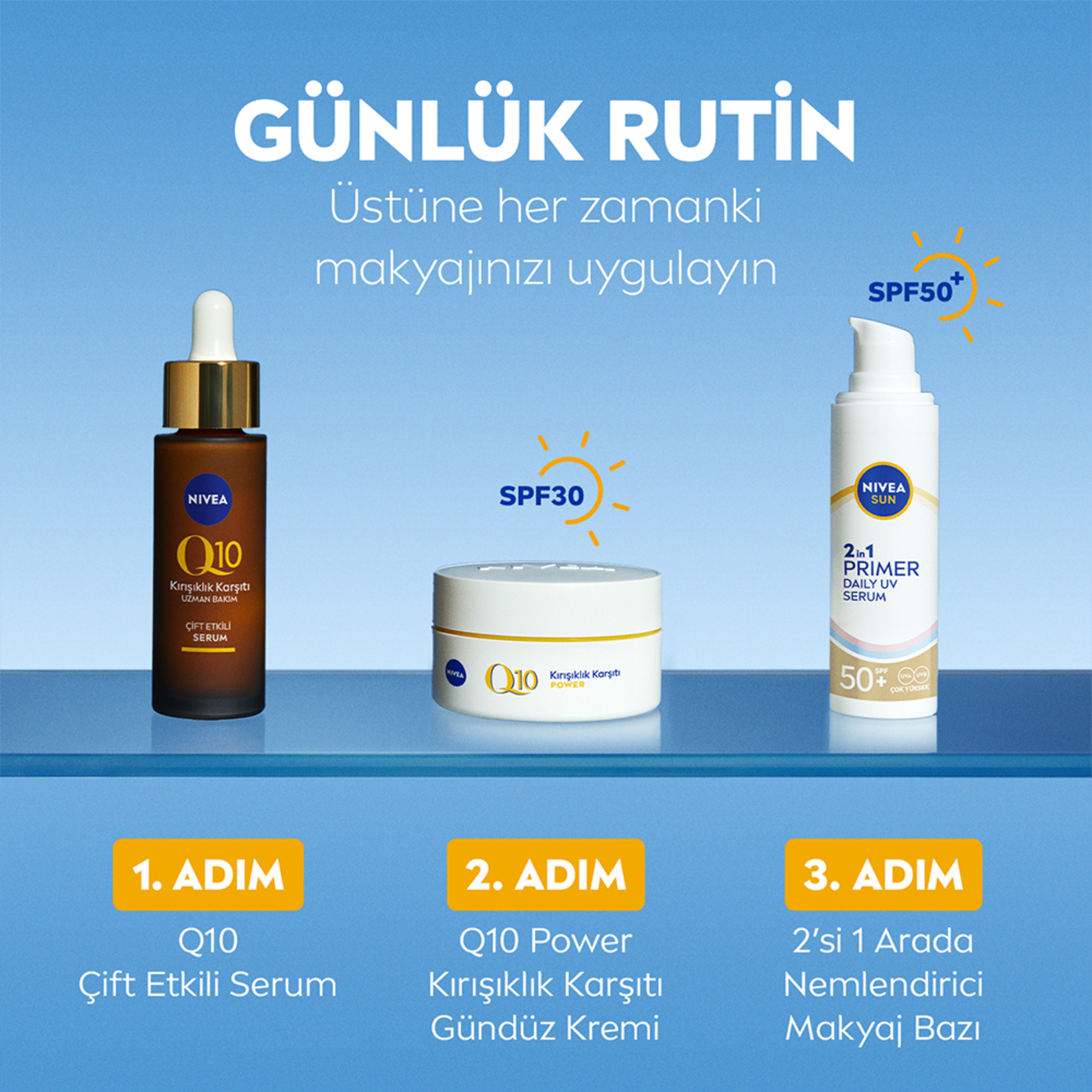 Nivea Sun 2 in 1 Primer Daily UV Serum 50 SPF+ 30 Ml - Görsel 5