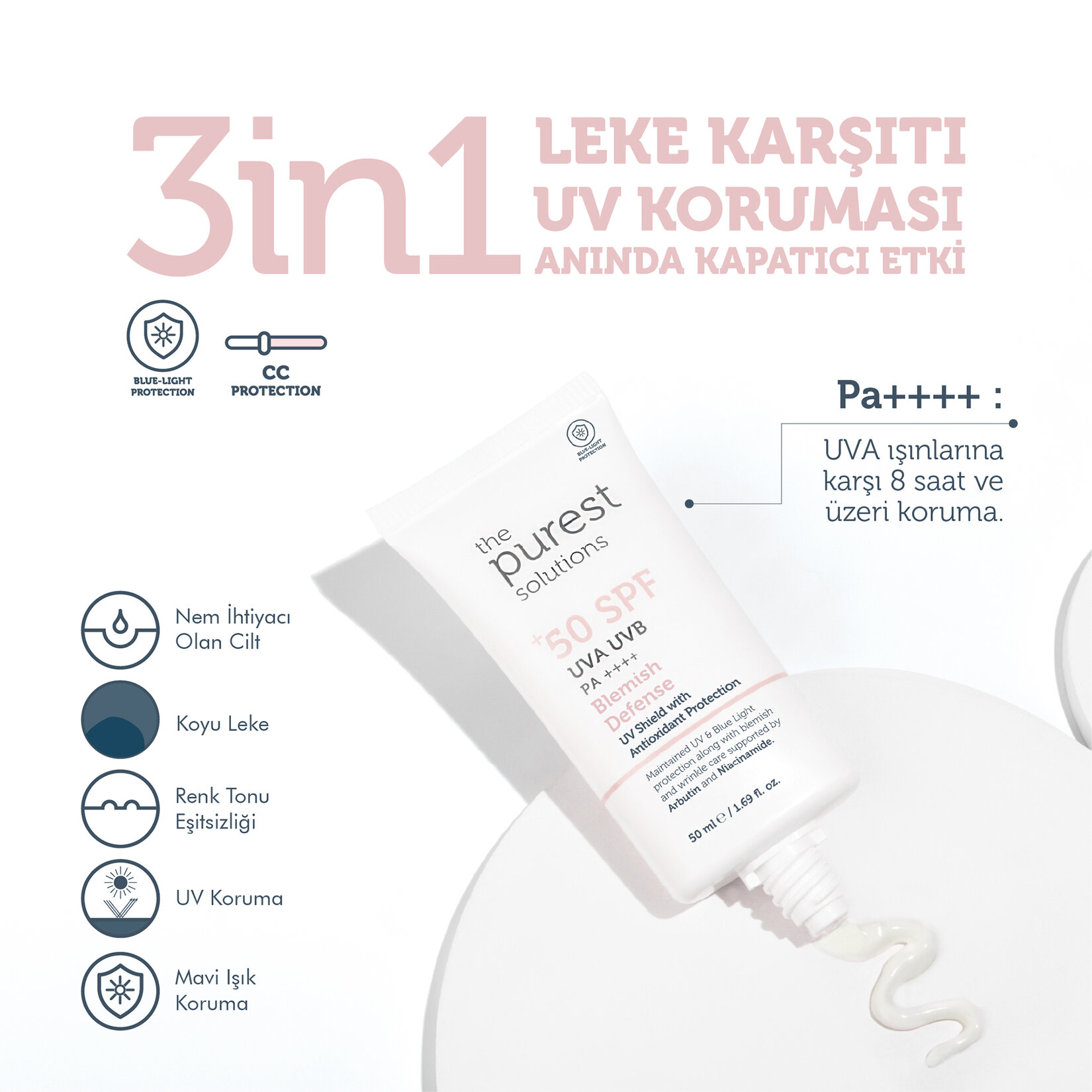 The Purest Solutions Lekeli Cilt Güneş Kremi 50+ SPF 50 ml - Görsel 2