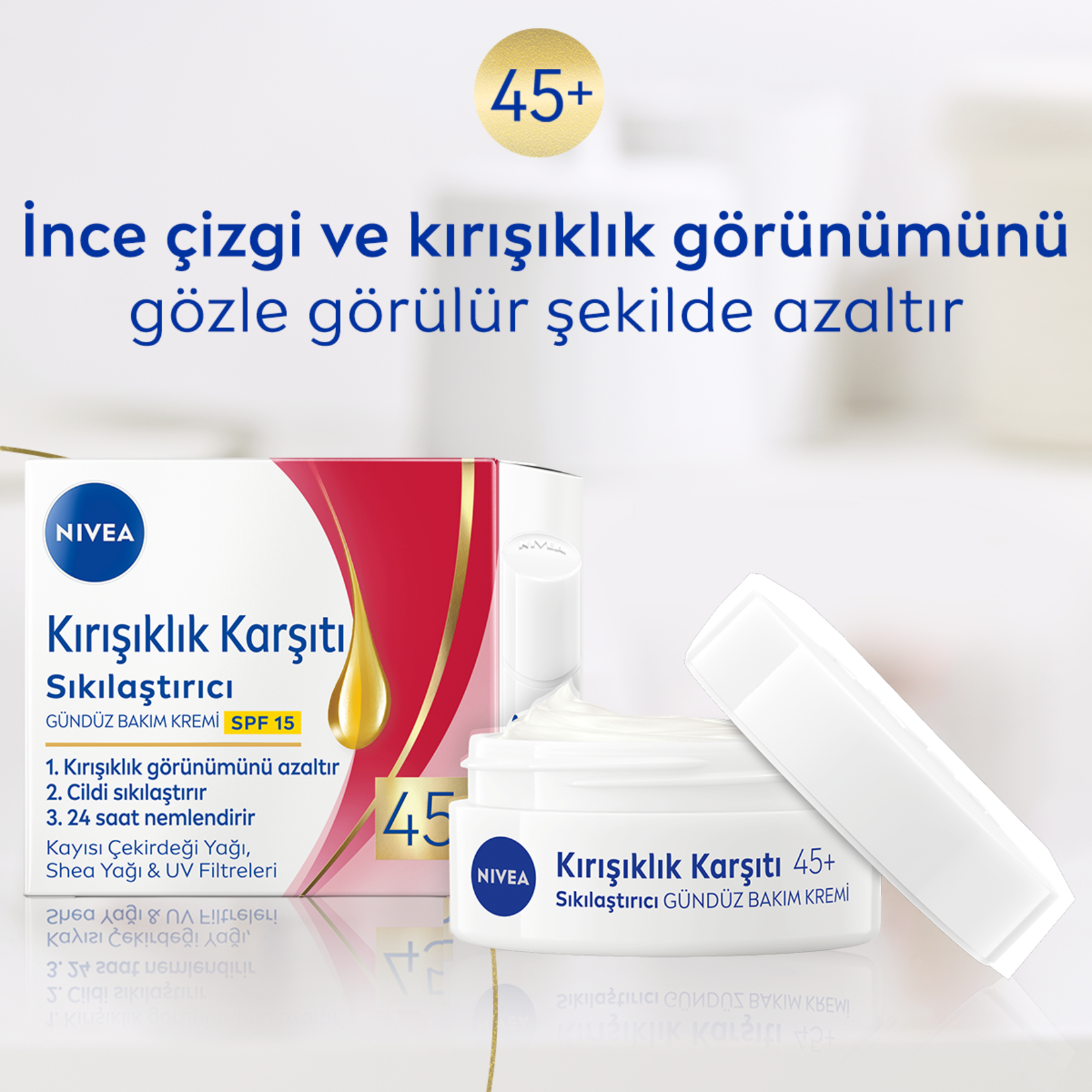 NIVEA Kırışıklık Karşıtı + Sıkılaştırıcı Krem 45+ Yaş 50ml - Görsel 2