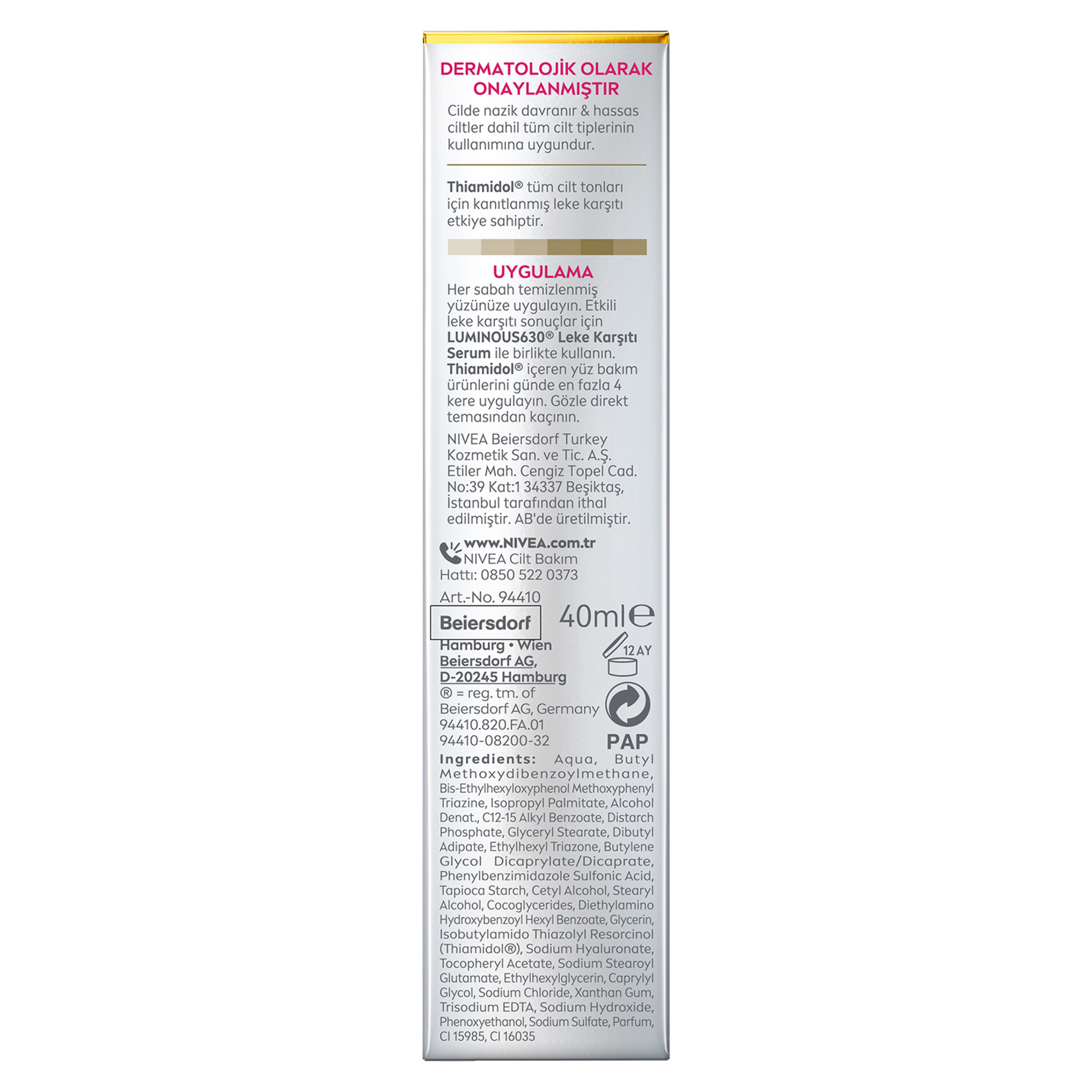 NIVEA Luminous630 Thiamidol Etkili SPF50 Leke Karşıtı Gündüz Yüz Kremi 40 ml - Görsel 8