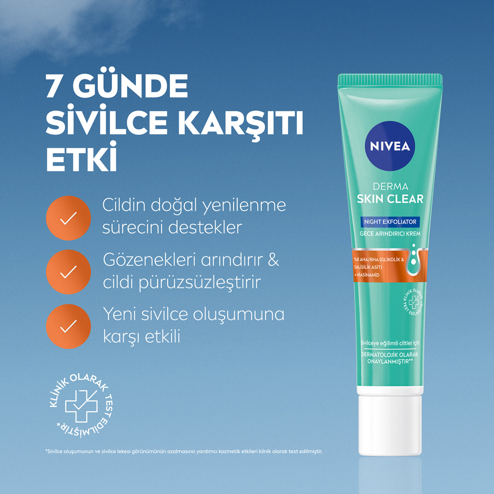 NIVEA Derma Skin Clear Sivilce Karşıtı Exfoliator Gece Arındırıcı Krem 40 Ml - Görsel 4
