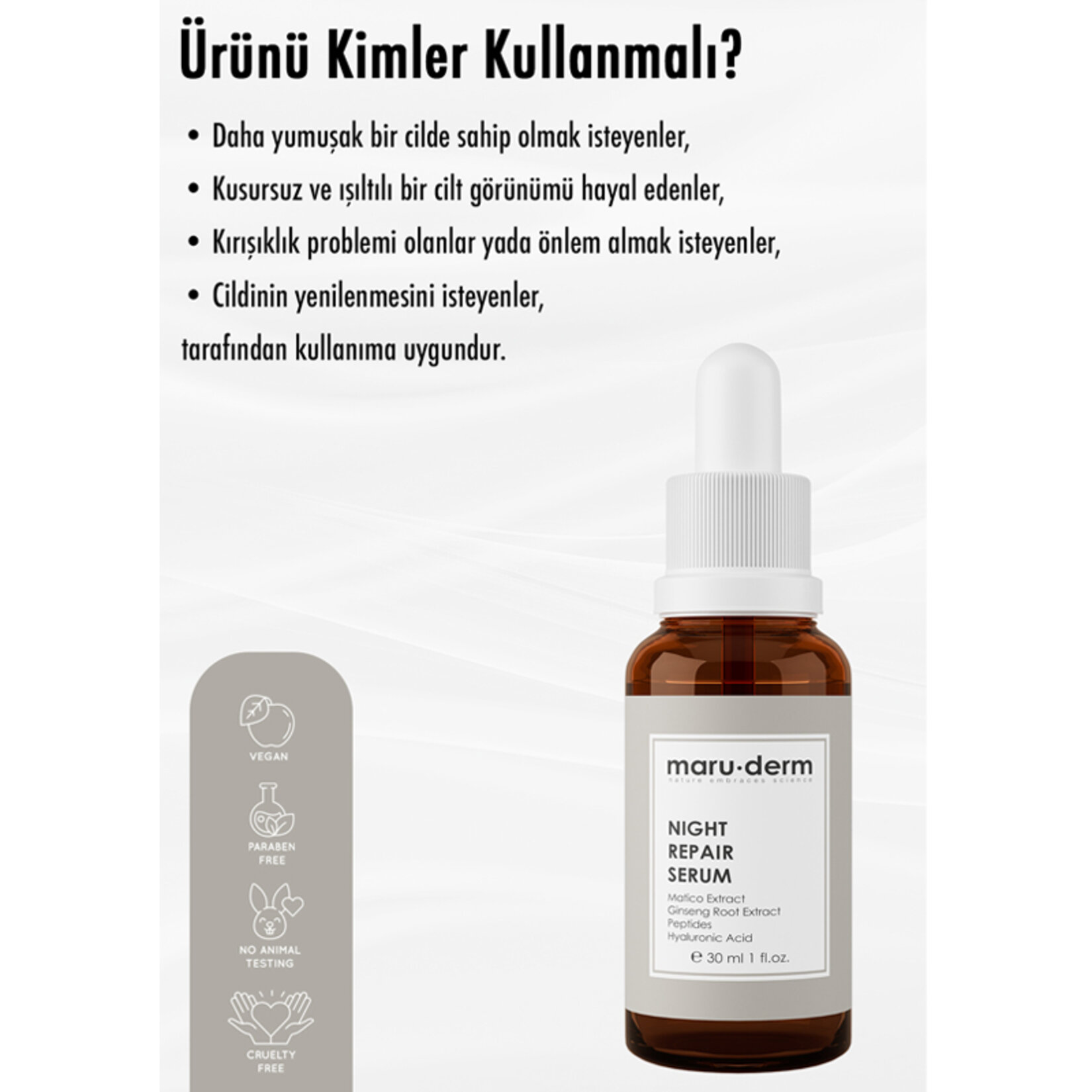 Maruderm Night Repair Gece Onarıcı Cilt Bakım Serumu 30 ML - Görsel 3
