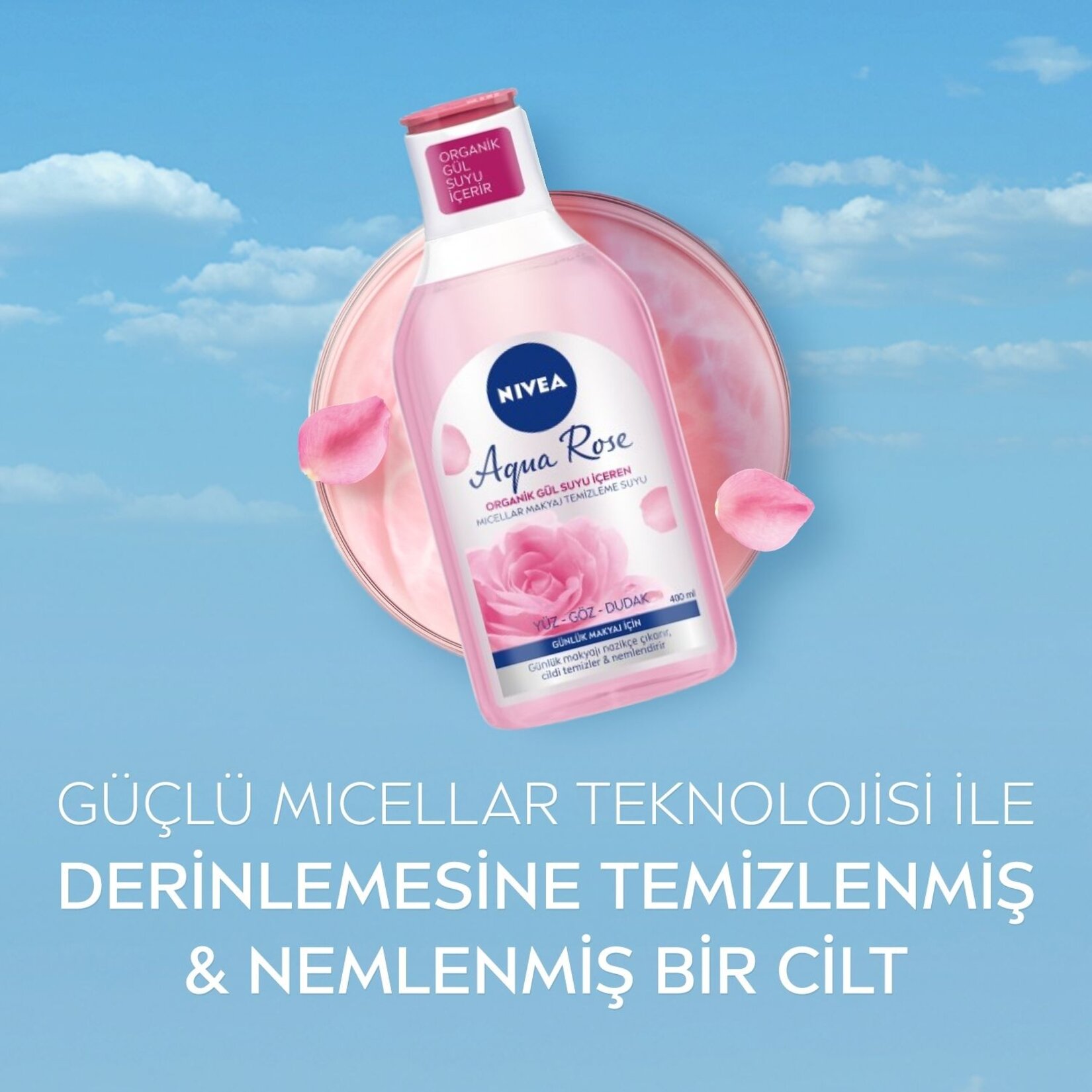 NIVEA Aqua Rose Organik Gül Suyu İçeren Günlük Micellar Makyaj Temizleme Suyu 400 Ml - Görsel 2