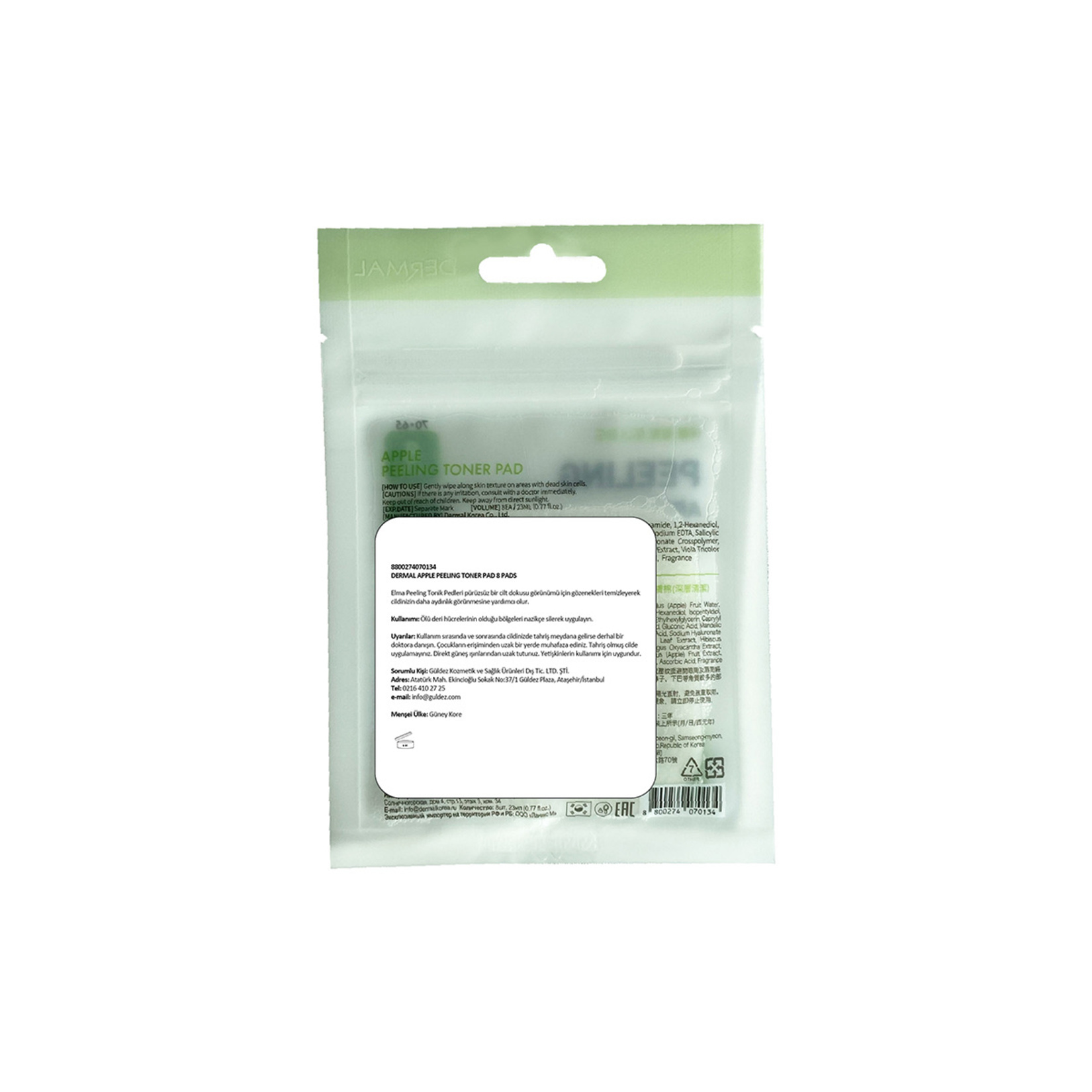Dermal Peeling Apple Toner Cotton 8 Ped - Görsel 2