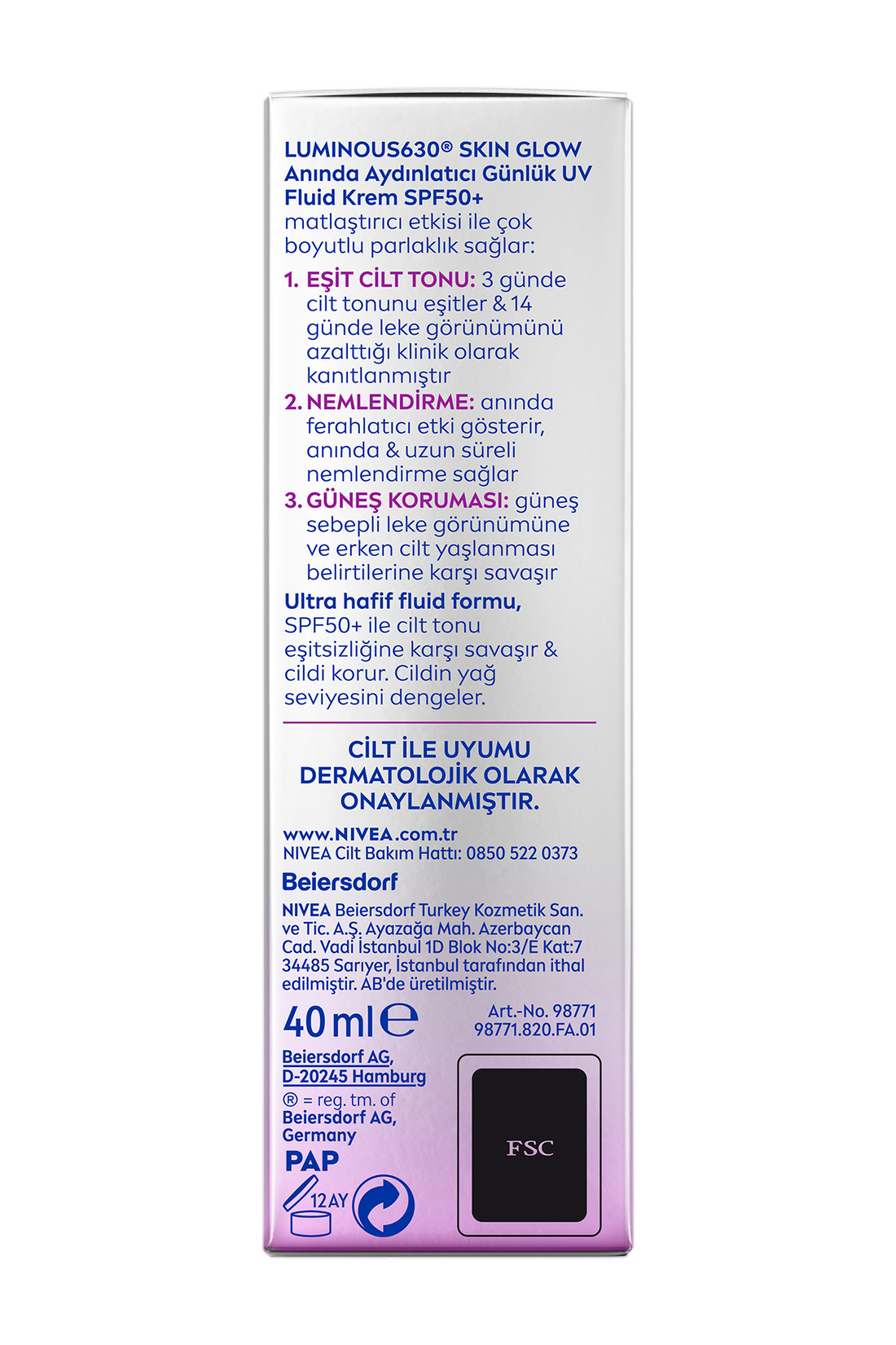 Nivea Luminous630 Skin Glow Anında Aydınlatıcı Krem 40 Ml - Görsel 7