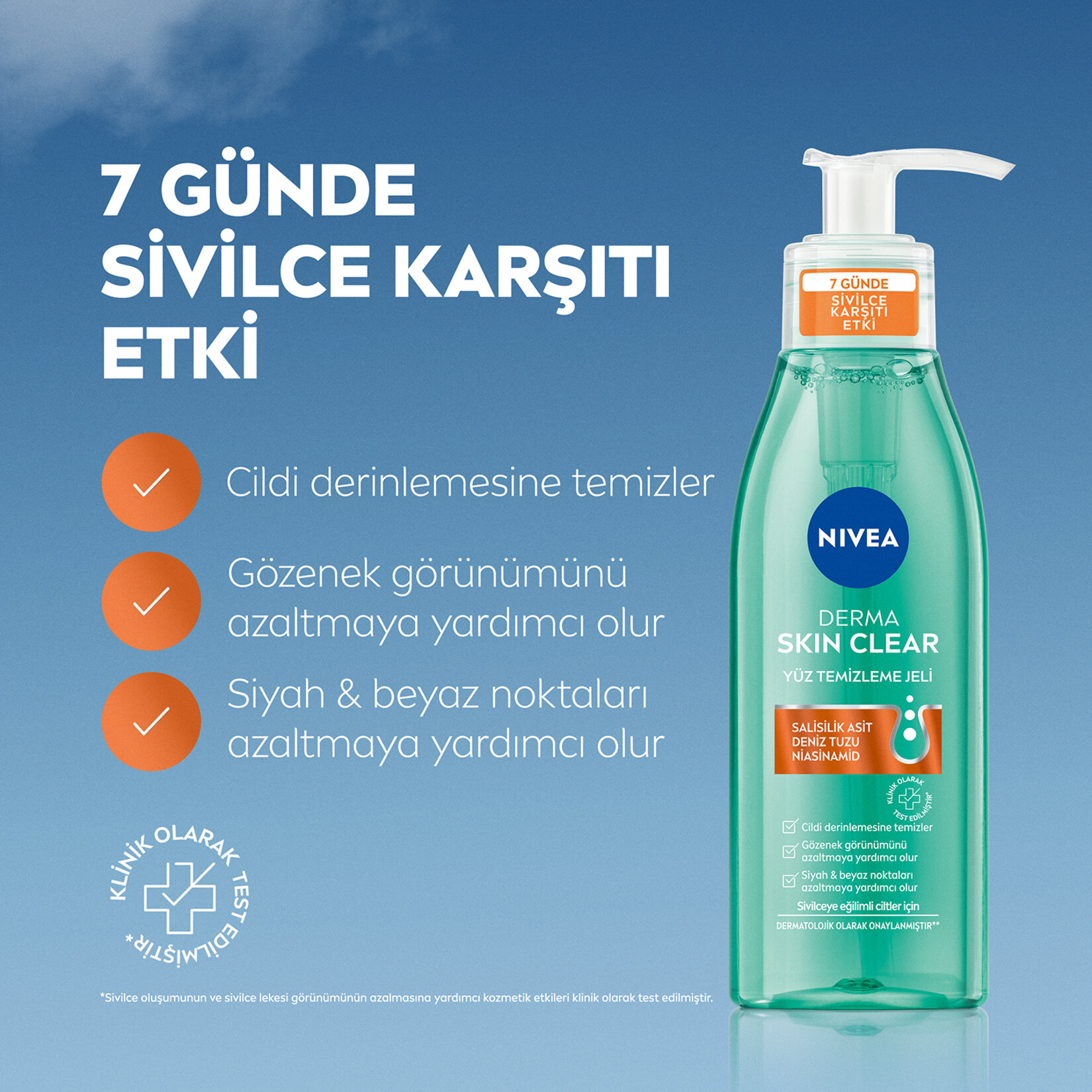 NIVEA Derma Skin Clear Sivilce Karşıtı Yüz Temizleme Jeli 150ml - Görsel 3