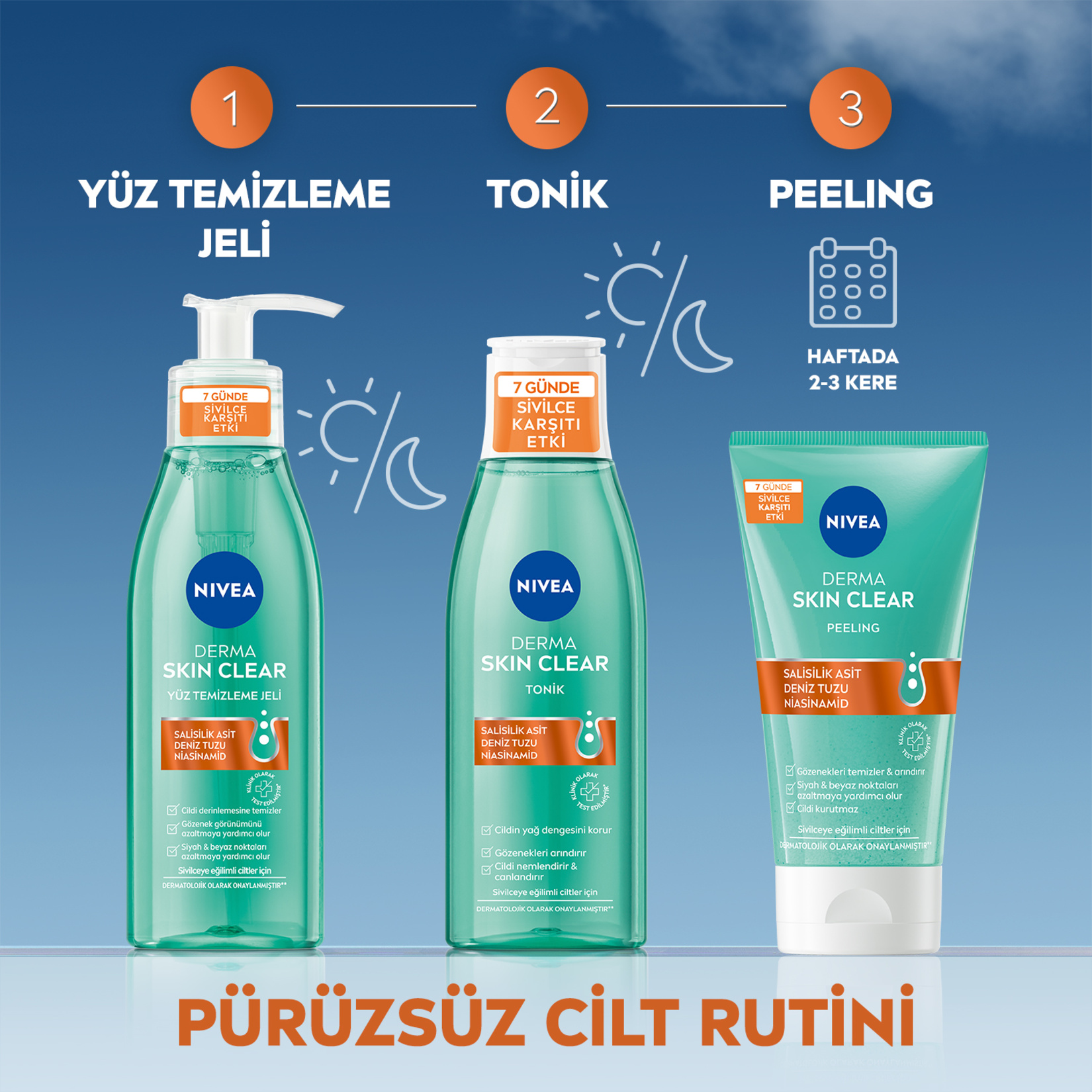 NIVEA Derma Skin Clear Sivilce Karşıtı Yüz Temizleyici Peeling 150ml - Görsel 6