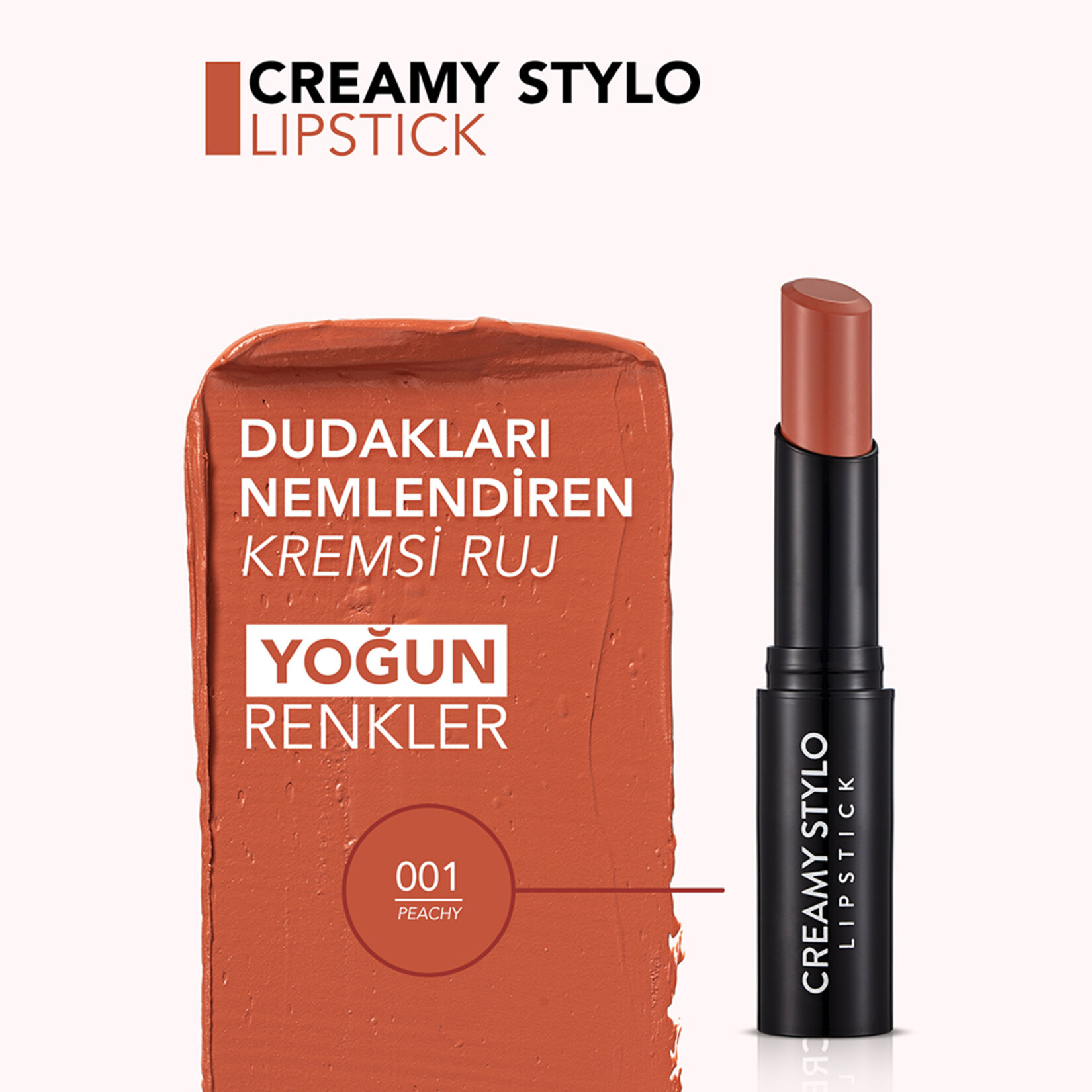 Flormar Creamy Stylo Yoğun Renk Veren Yarı Parlak Stick Ruj - 001 Peachy - Görsel 4