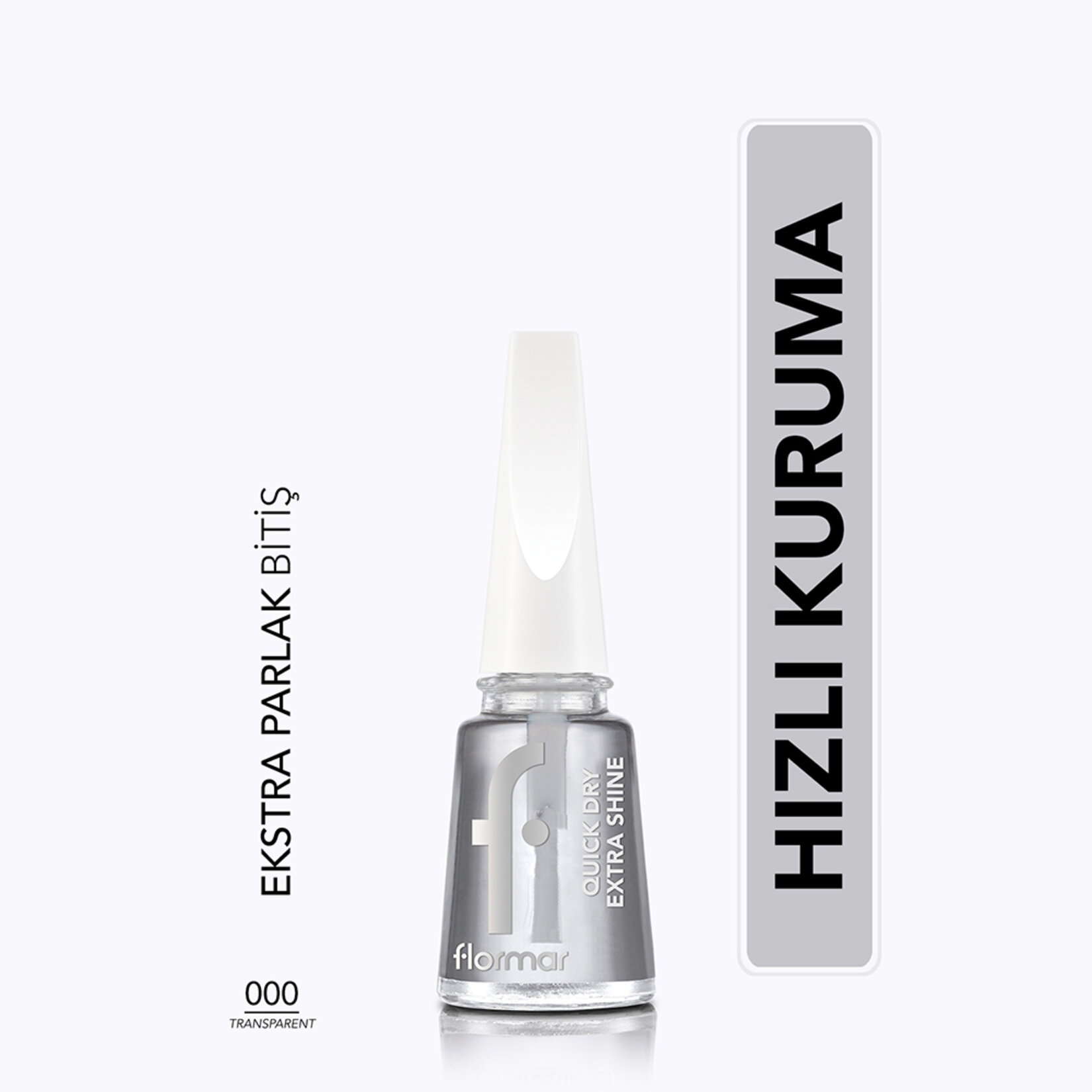 Flormar Quick Dry Extra Shine Hızlı Kurutan Yoğun Parlak Son Kat Tırnak Cilası - 000 Transparent - Görsel 2