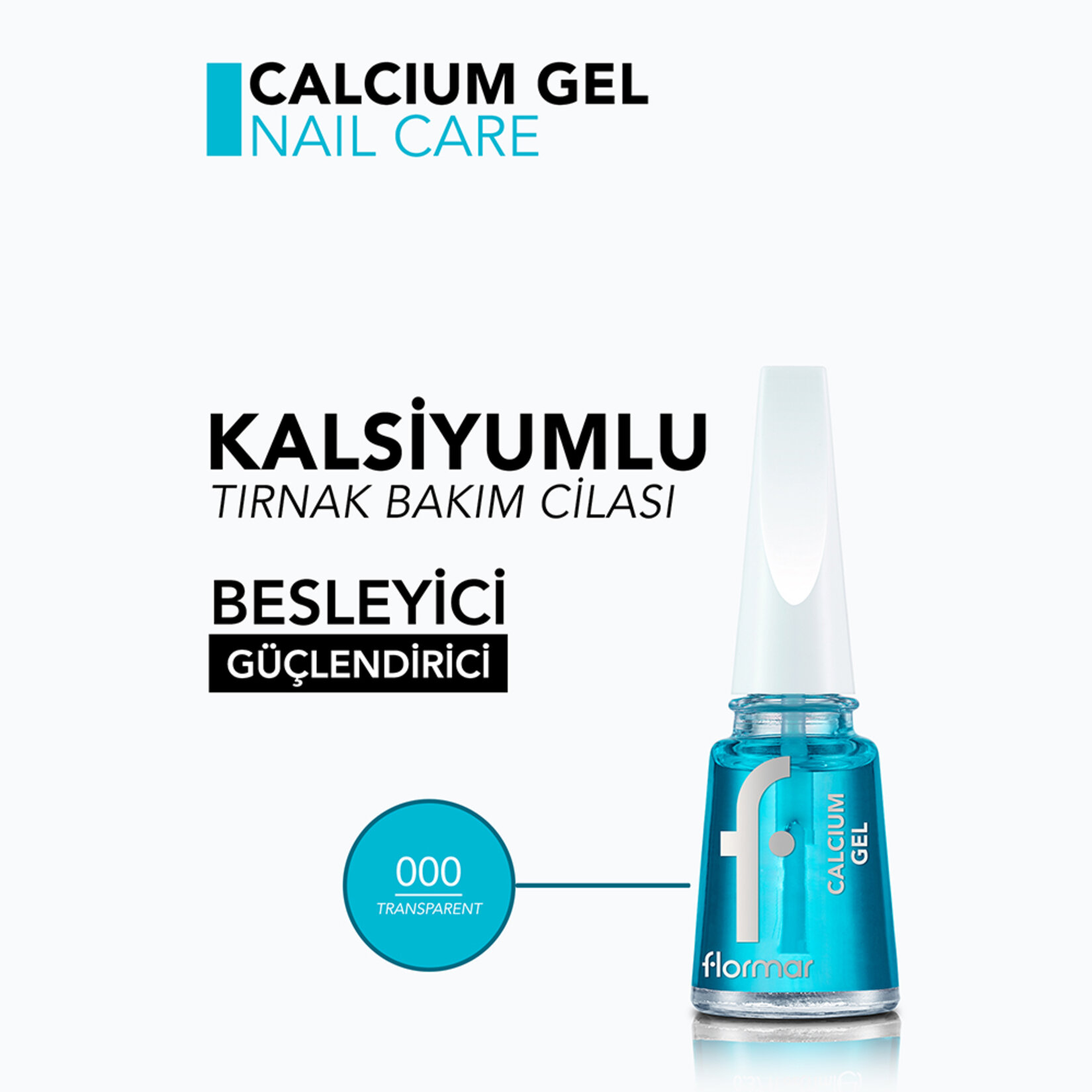 Flormar Calcium Gel Güçlendirici Tırnak Cilası - 000 Transparent (New) - Görsel 3