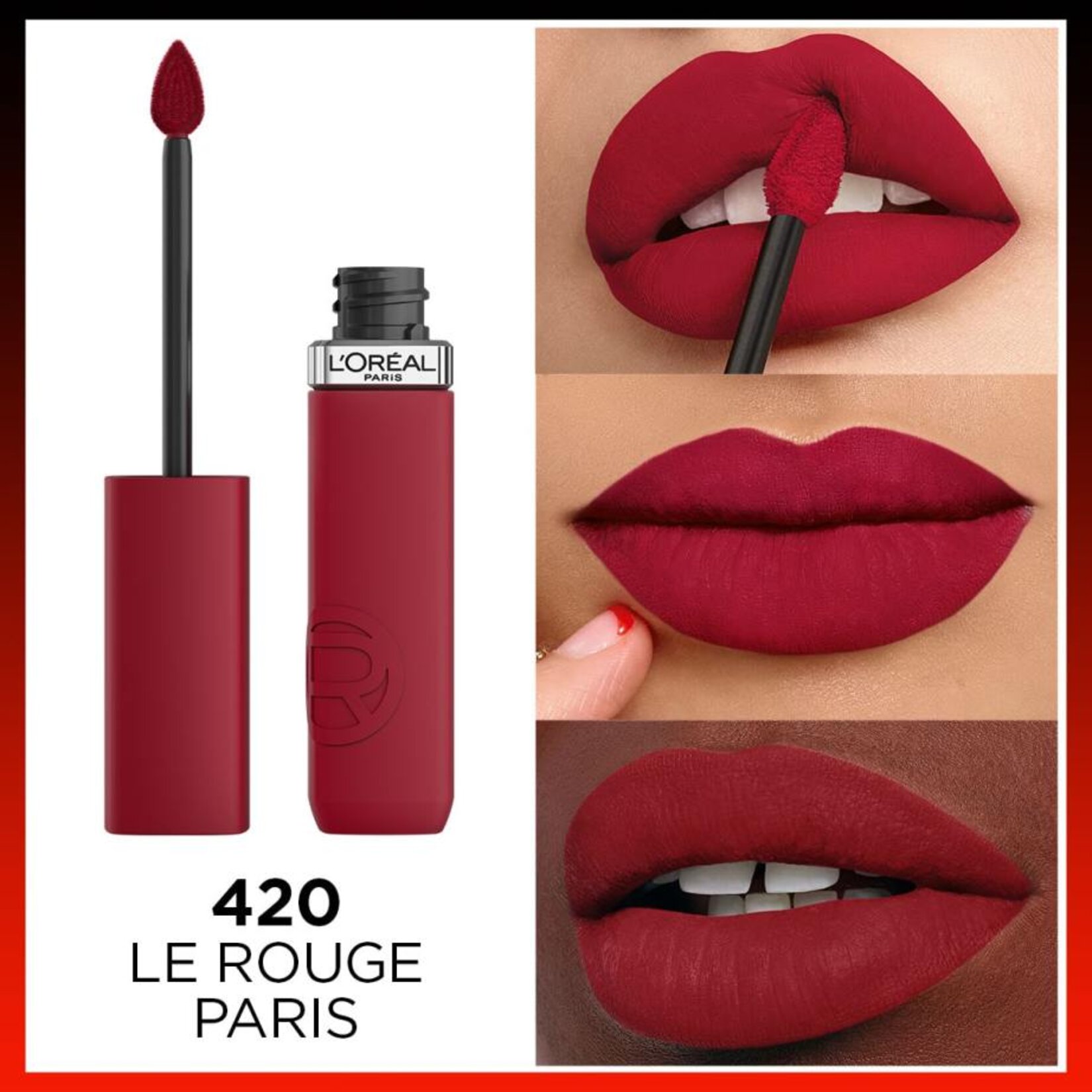L'Oréal Paris Infaillible Matte Resistance Likit Mat Ruj - 420 Le Rouge Paris - Görsel 3