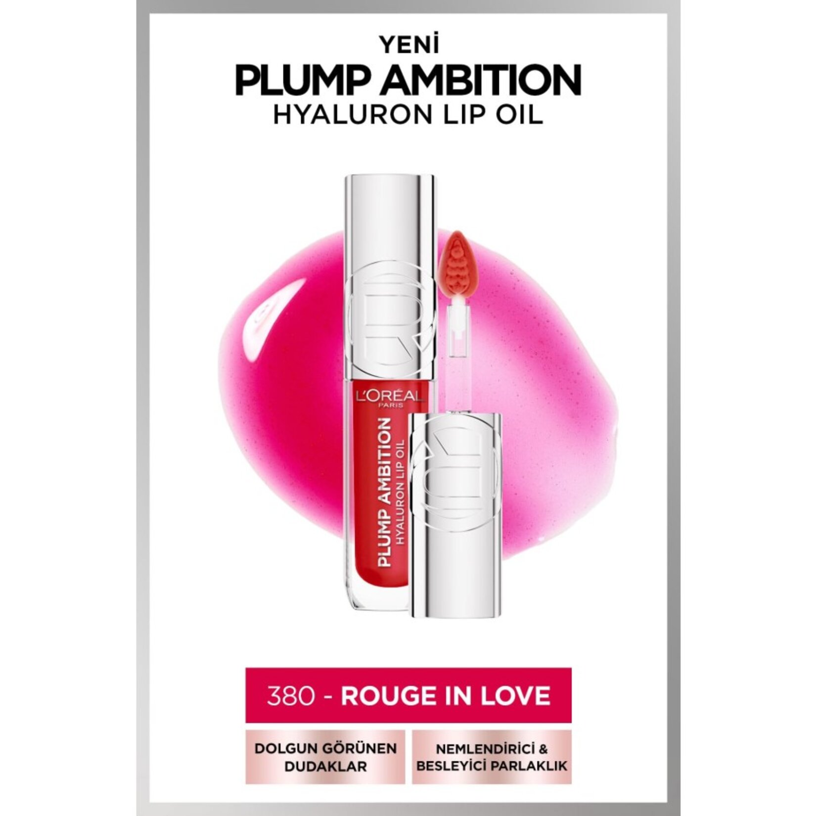 L'Oréal Paris Plump Ambition Hyaluron Lip Oil Besleyici ve Nemlendirici Dudak Parlatıcısı - 380 Rouge In Love - Görsel 2