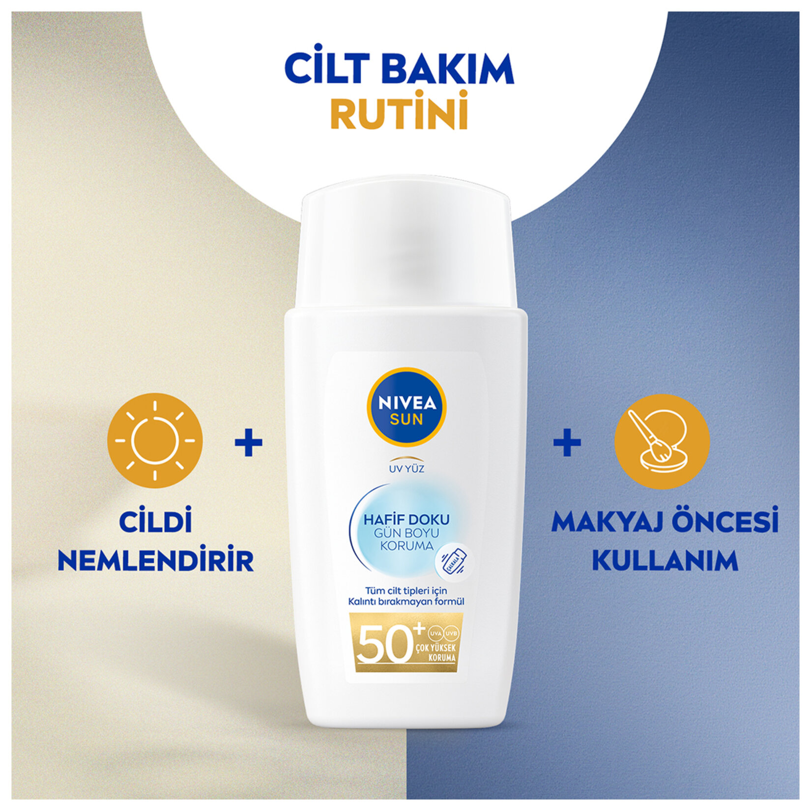 Nivea Sun Gün Boyu Koruyucu Hafif Dokulu Yüz Güneş Kremi SPF 50 40 ml - Görsel 2