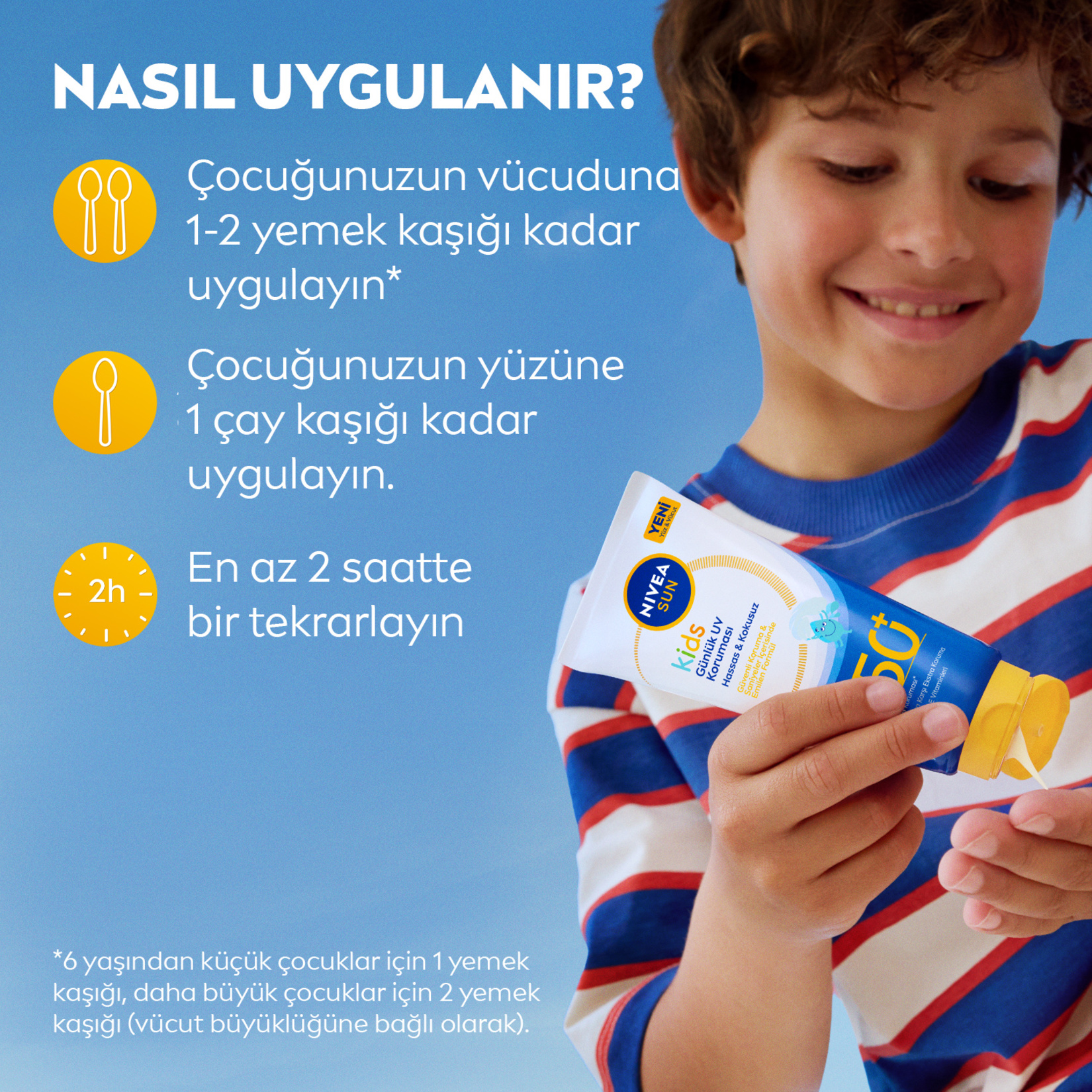 NIVEA SUN SPF50+ Çocuklara Özel Yüz ve Vücut Güneş Koruyucu Krem 100 Ml - Görsel 5