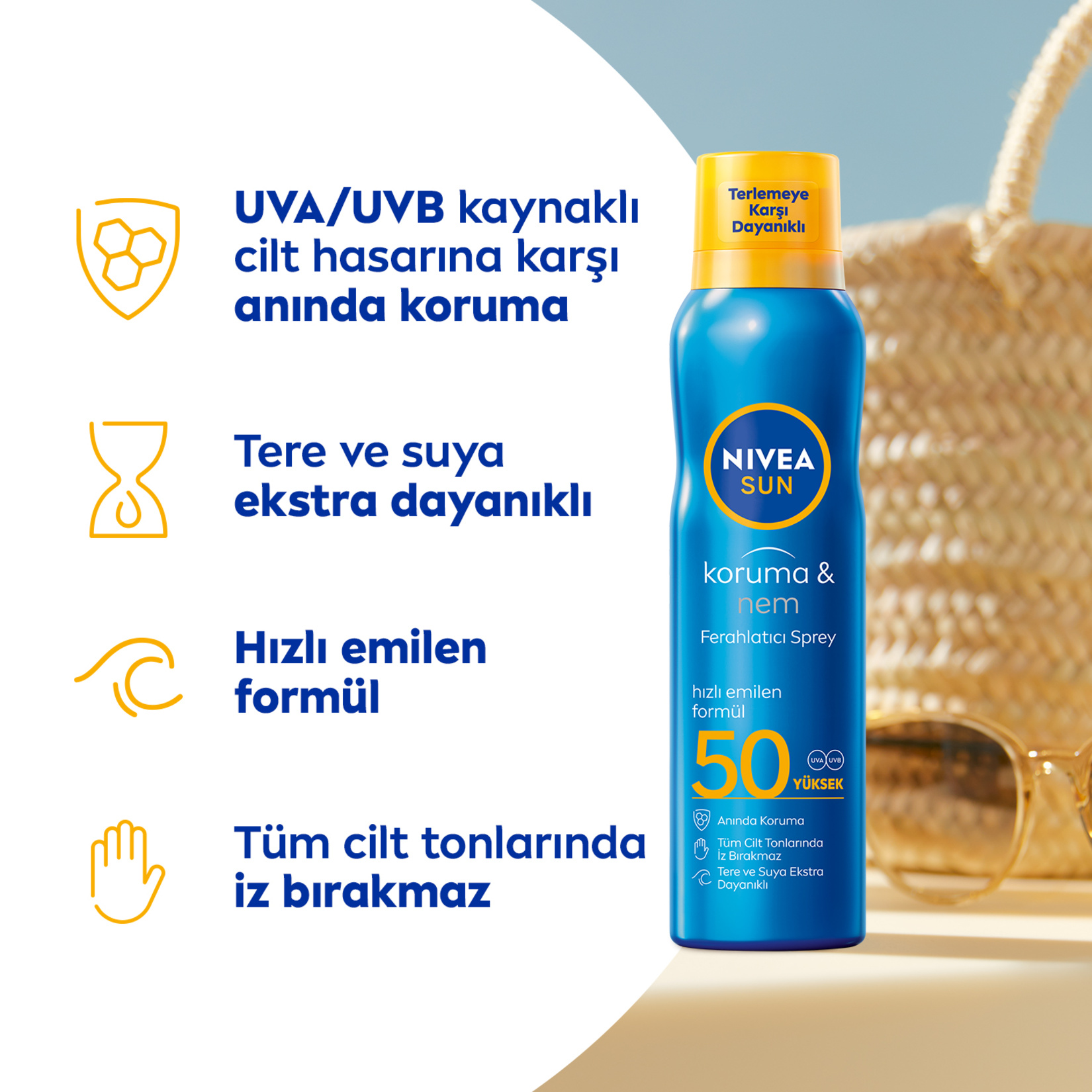 NIVEA SUN SPF50 Güneş Koruyucu ve Ferahlatıcı Vücut Spreyi 200 Ml - Görsel 3