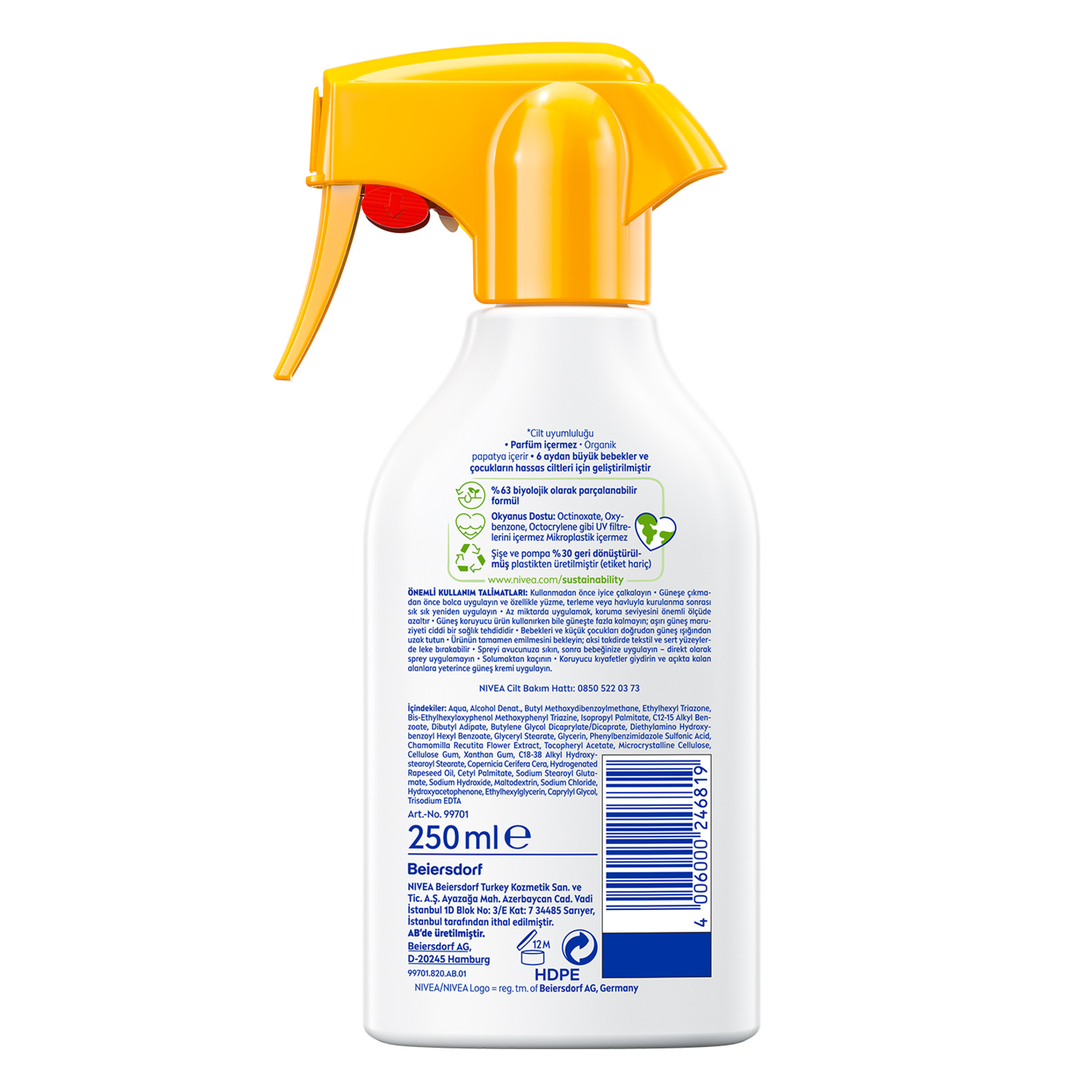 NIVEA SUN SPF50 Bebek ve Çocuklara Özel Hassas Güneş Koruyucu Sprey 250 Ml - Görsel 2