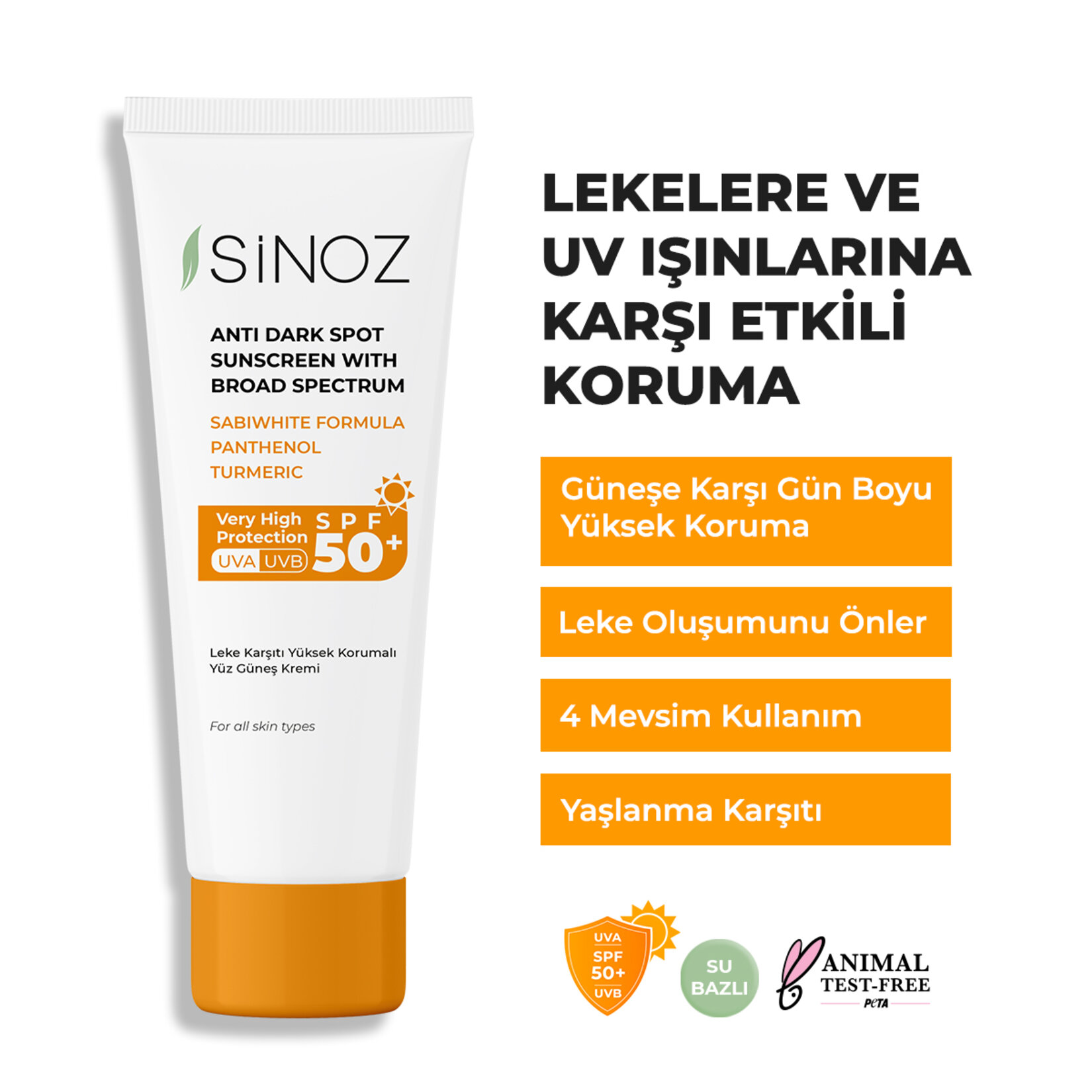Sinoz Yüksek Koruma Sağlayan Leke Önleyici Yüz Güneş Koruyucu Kremi SPF 50+ 50 ml - Görsel 2