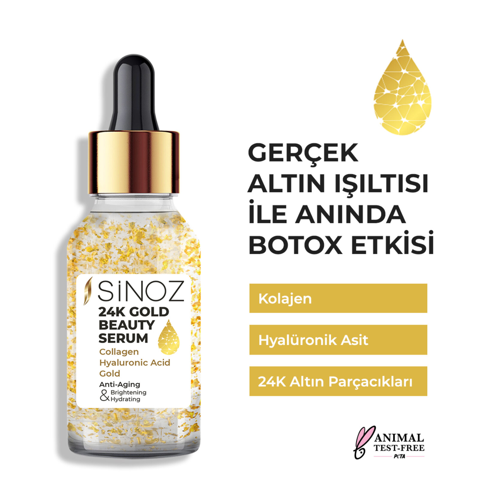 Sinoz 24K Altın Yüz Bakım Serumu 30 Ml - Görsel 2