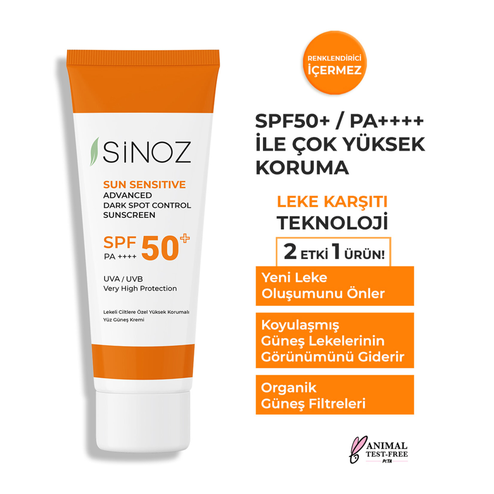 Sinoz Lekeli Ciltlere Özel Yüz Güneş Kremi Spf 50+/50Ml - Görsel 2