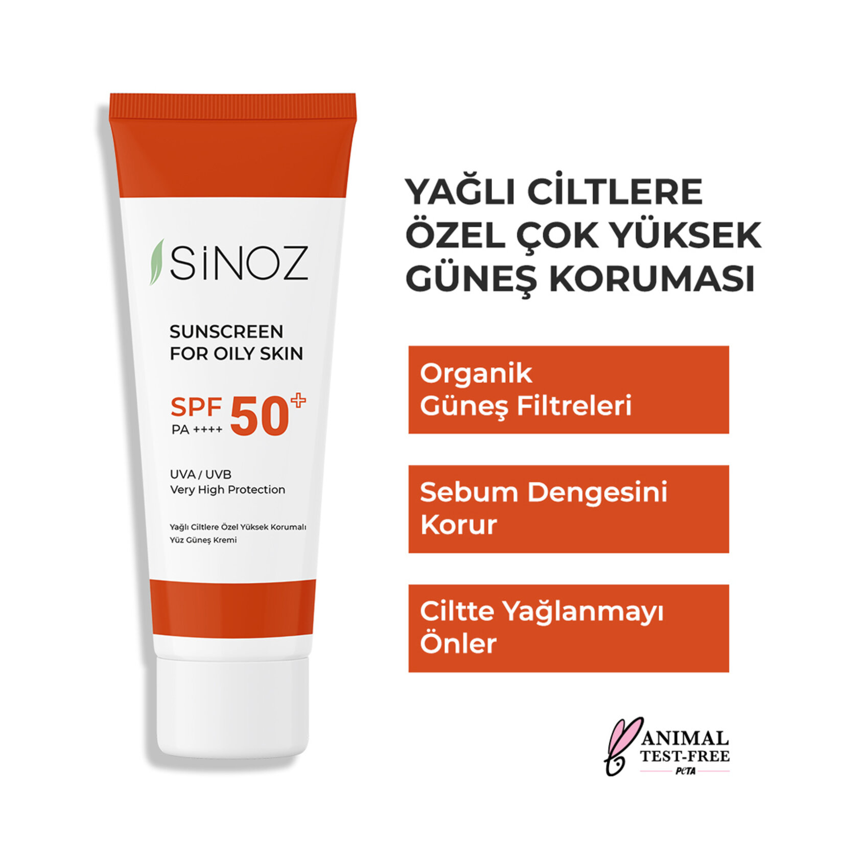 Sinoz Yağlı Ciltler Spf 50+Yüksek Koruyucu Yüz Güneş Kremi 50ml - Görsel 2