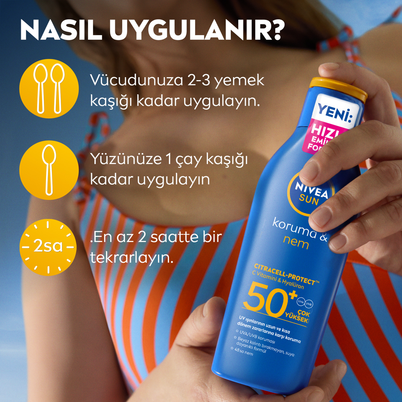 NIVEA SUN SPF50 Yüksek Güneş Koruyucu Vücut Losyonu 200 Ml - Görsel 4