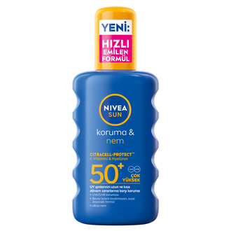 NIVEA SUN SPF 50+ Yüksek Güneş Koruyucu ve Nemlendirici Vücut Spreyi 200 Ml