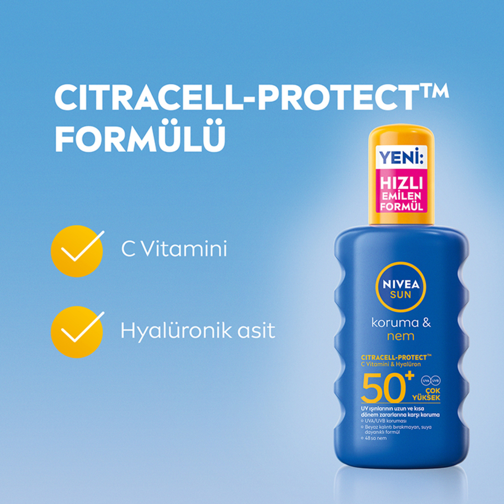 NIVEA SUN SPF 50+ Yüksek Güneş Koruyucu ve Nemlendirici Vücut Spreyi 200 Ml - Görsel 7