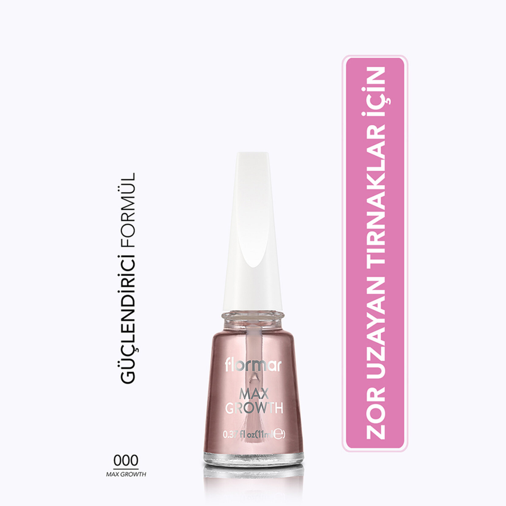 Flormar Max Growth Hızlı Uzamaya Yardımcı Tırnak Cilası - 000 (Transparan) - Görsel 2