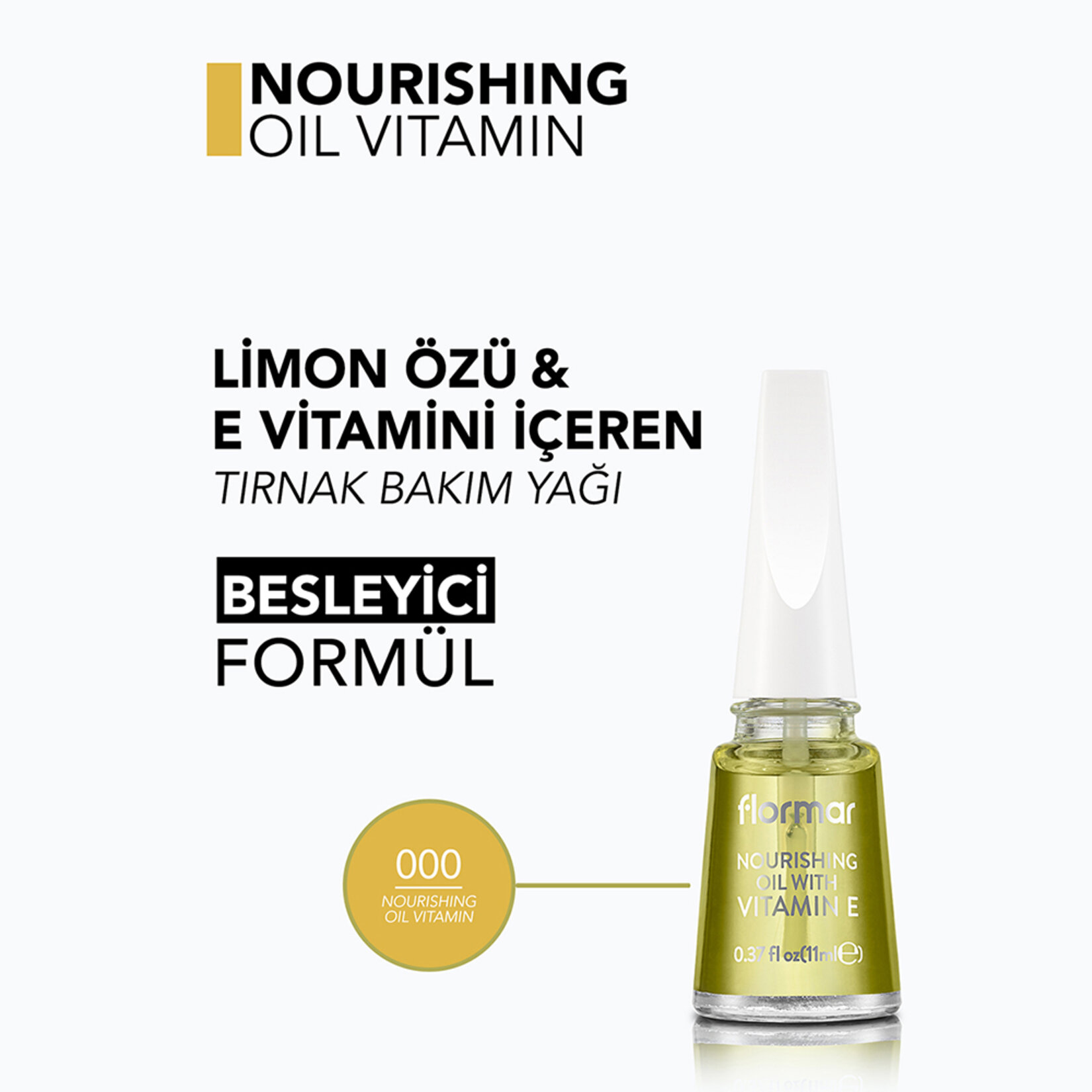 Flormar Nourishing Oil Vitamin Limon Özlü ve E Vitaminli Tırnak Bakım Yağı - 000 (Transparan) - Görsel 4