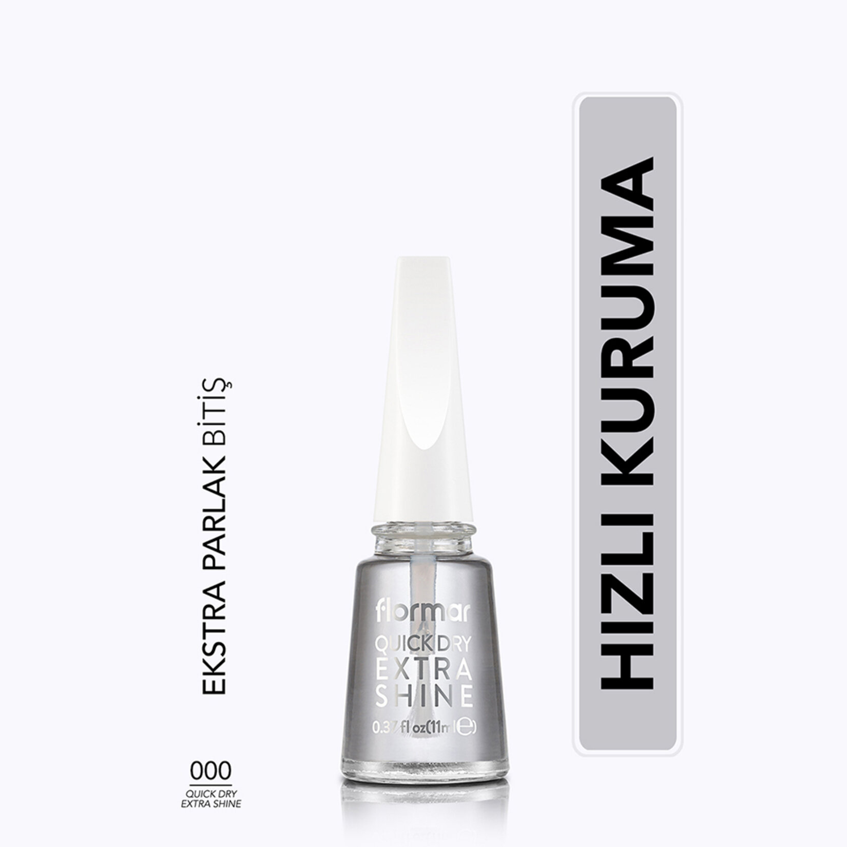Flormar Quick Dry Extra Shine Hızlı Kurutan Yoğun Parlak Son Kat Tırnak Cilası - 000 (Transparan) - Görsel 2