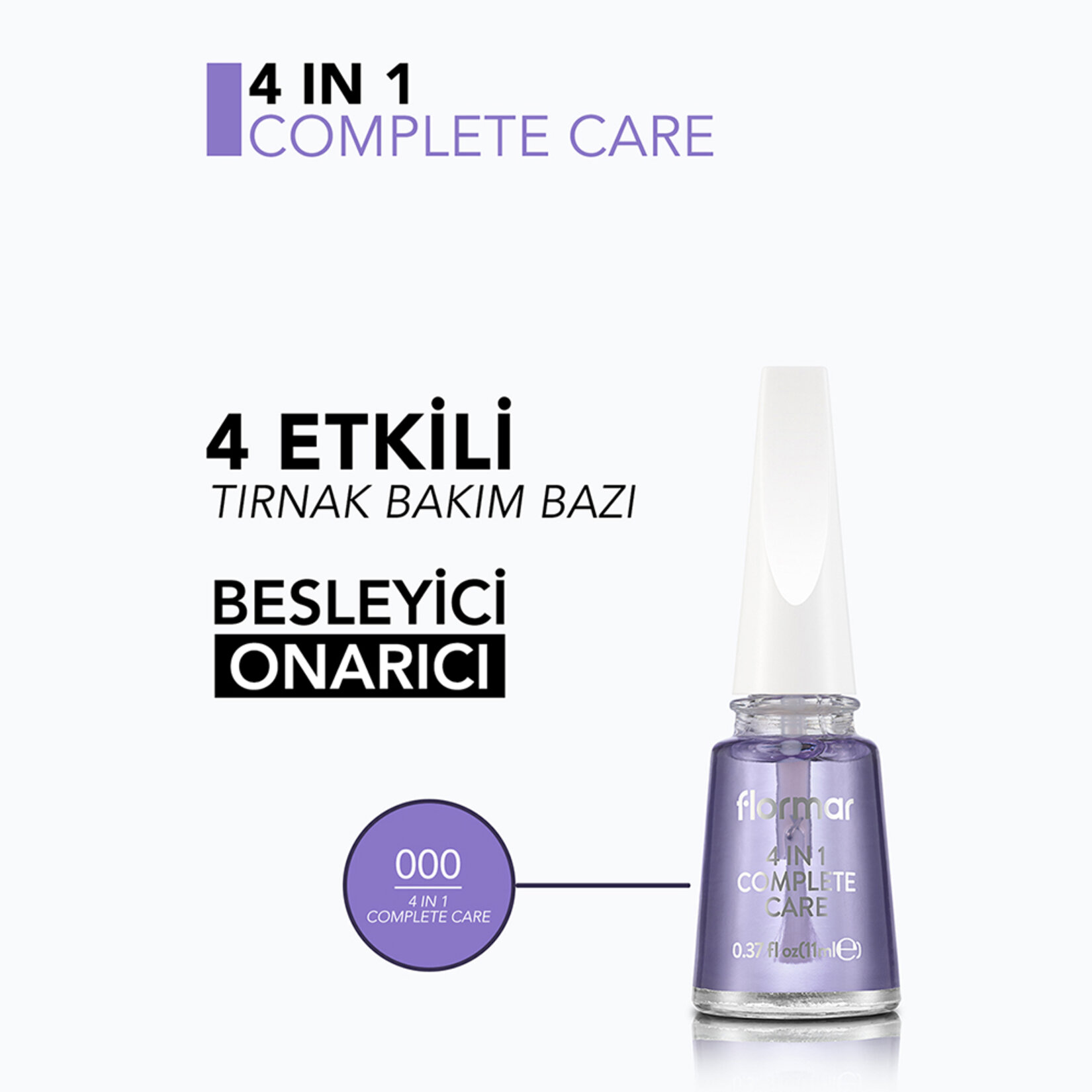 Flormar 4 in 1 Complete Çok Yönlü Bakım Yapan Tırnak Cilası - 000 (Transparan) - Görsel 4