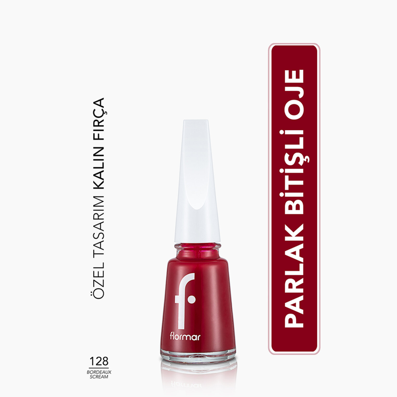 Flormar Nail Enamel Uzun Süre Kalıcı Besleyici Oje - 128 Bordeaux Scream - Görsel 2
