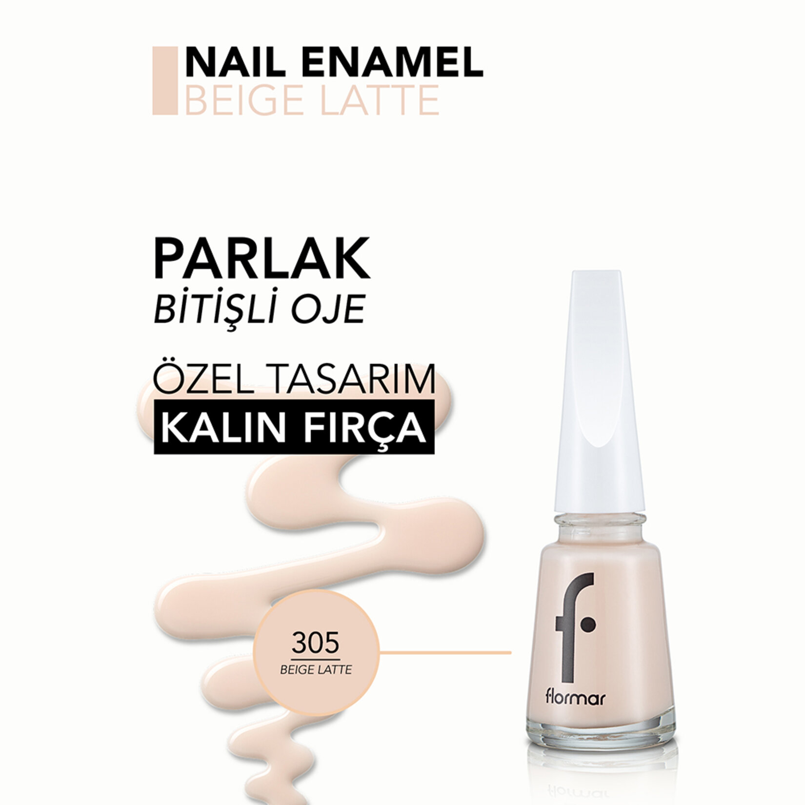 Flormar Nail Enamel Uzun Süre Kalıcı Besleyici Oje - 305 Beige Latte - Görsel 5