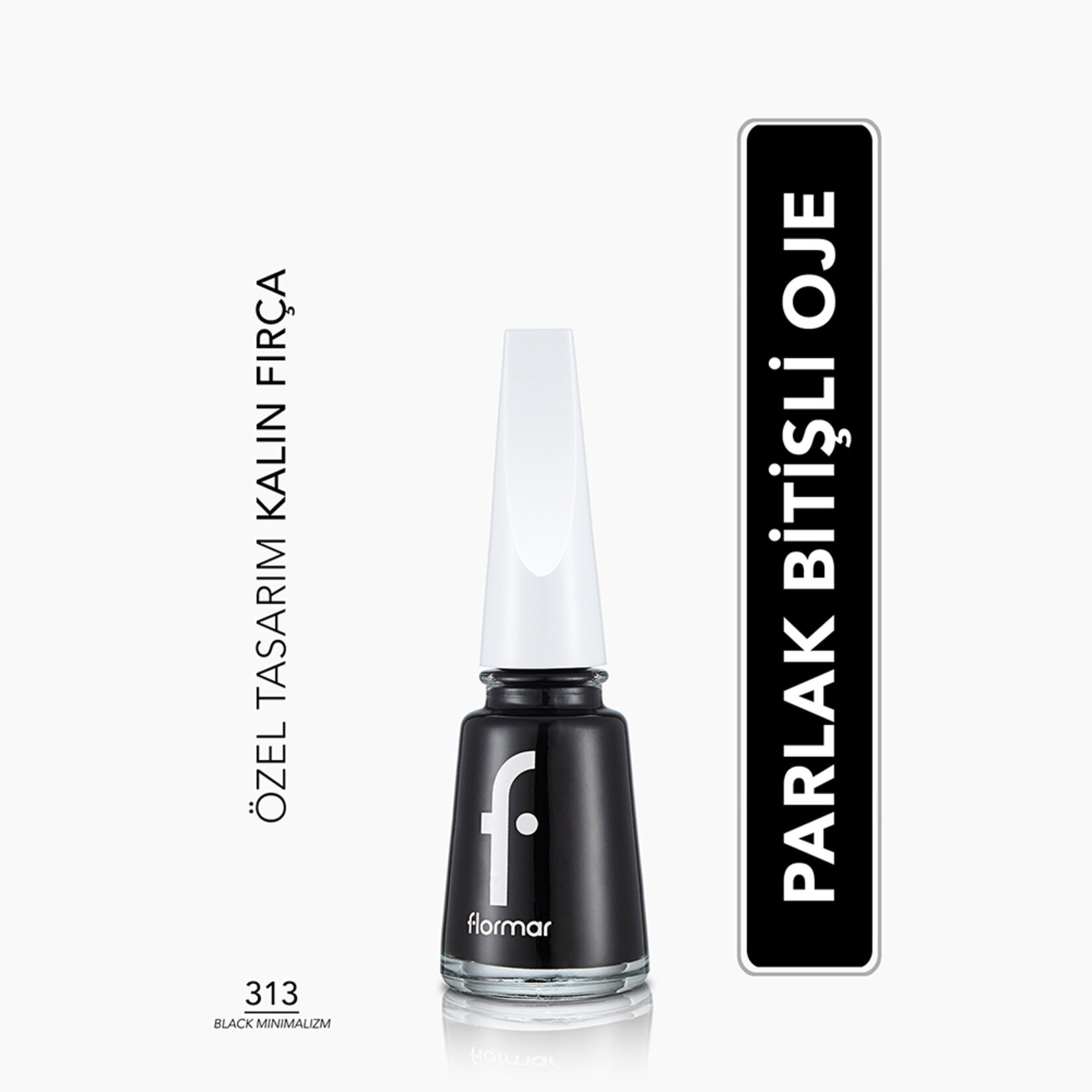 Flormar Nail Enamel Uzun Süre Kalıcı Besleyici Oje - 313 Black Minimalism - Görsel 2