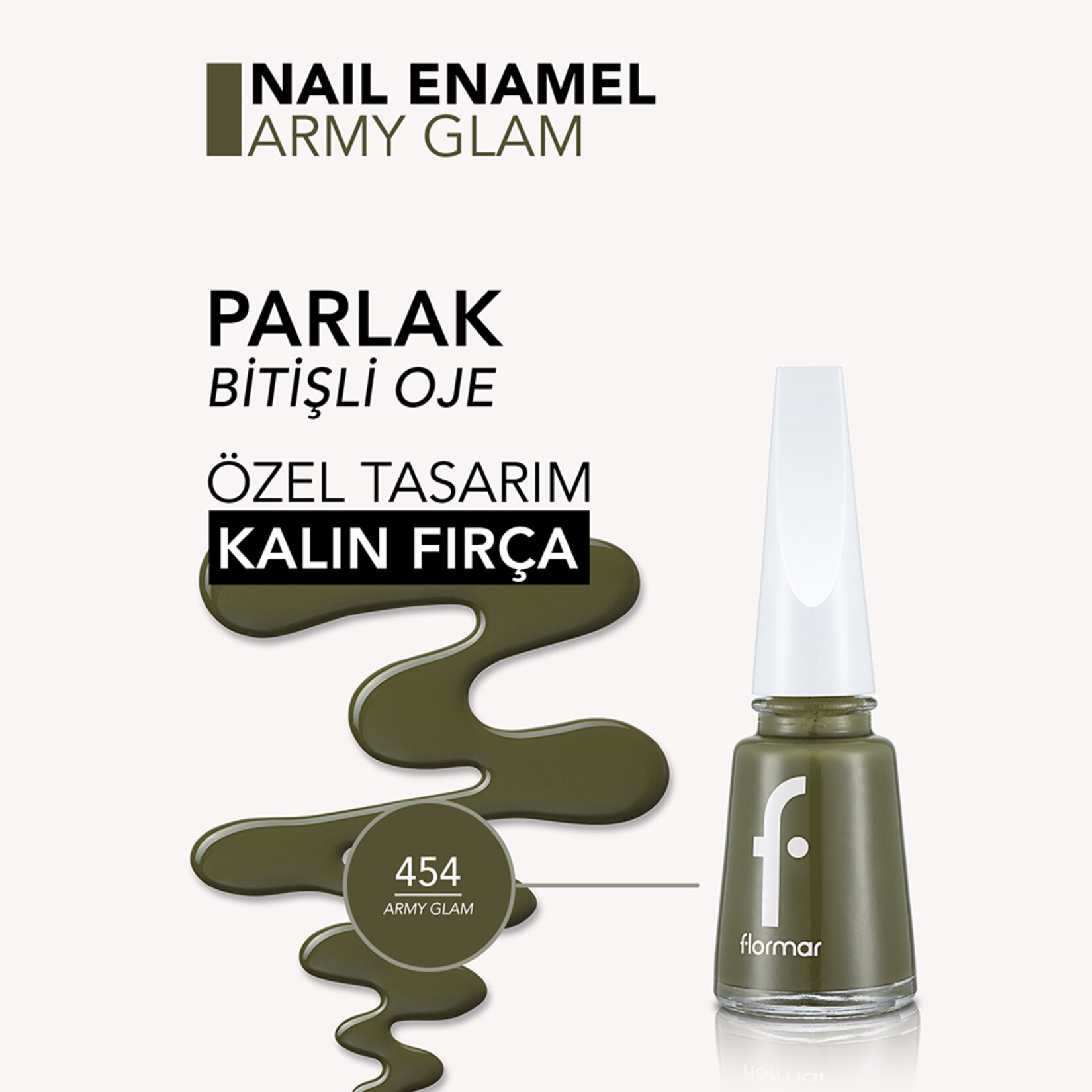 Flormar Nail Enamel Uzun Süre Kalıcı Besleyici Oje - 454 Army Glam - Görsel 5
