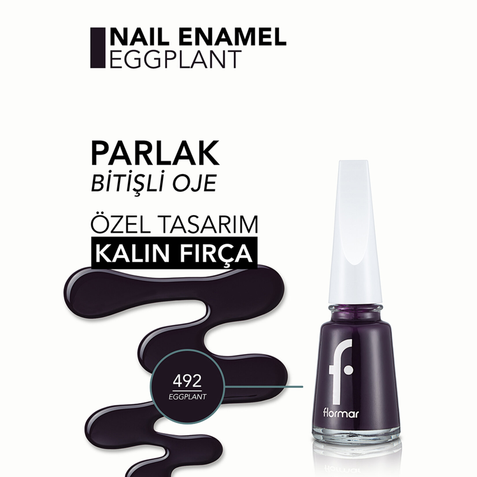 Flormar Nail Enamel Uzun Süre Kalıcı Besleyici Oje - 492 Eggplant - Görsel 5