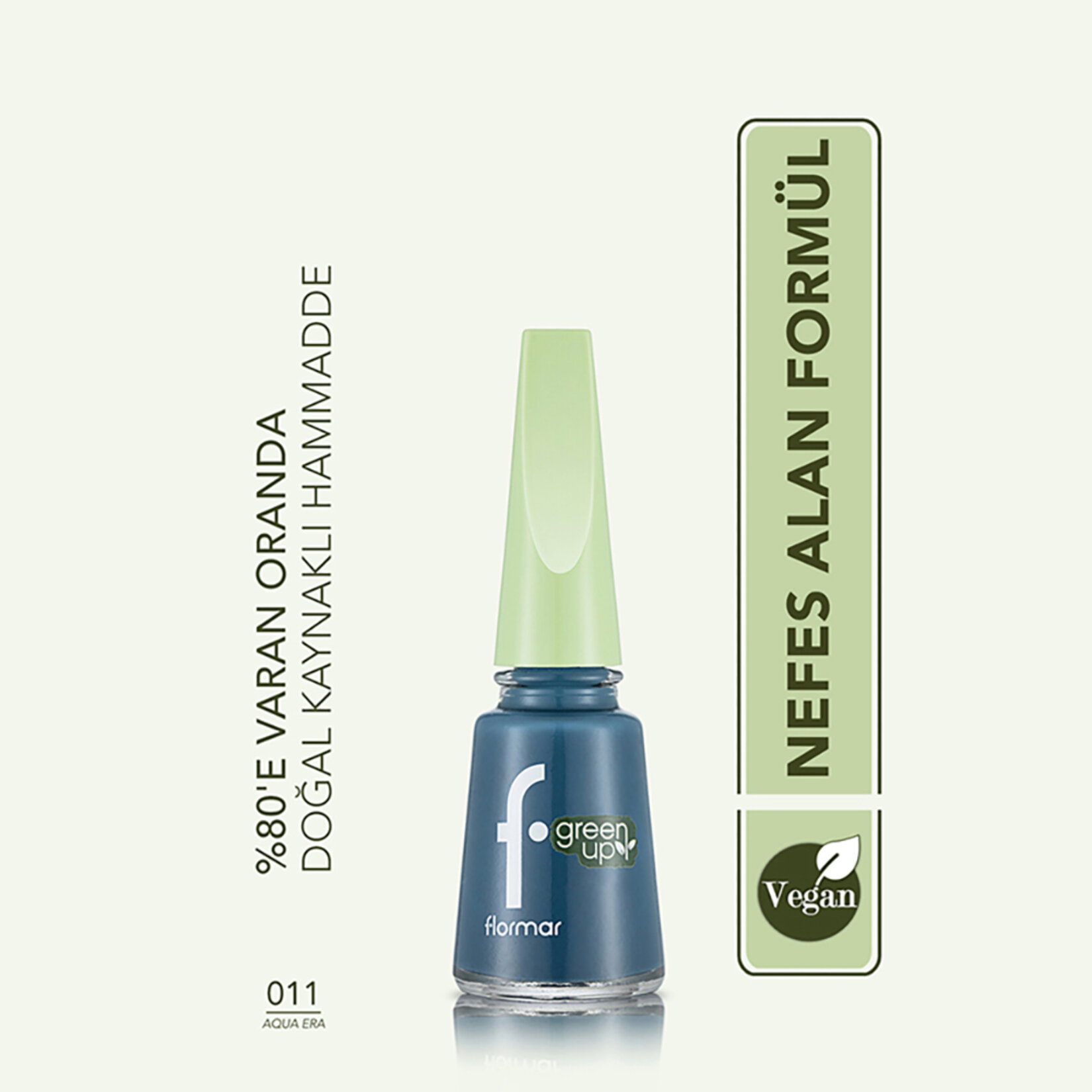 Flormar Green Up Vegan Formüllü Nefes Alabilen Oje - 011 Aqua Era - Görsel 3