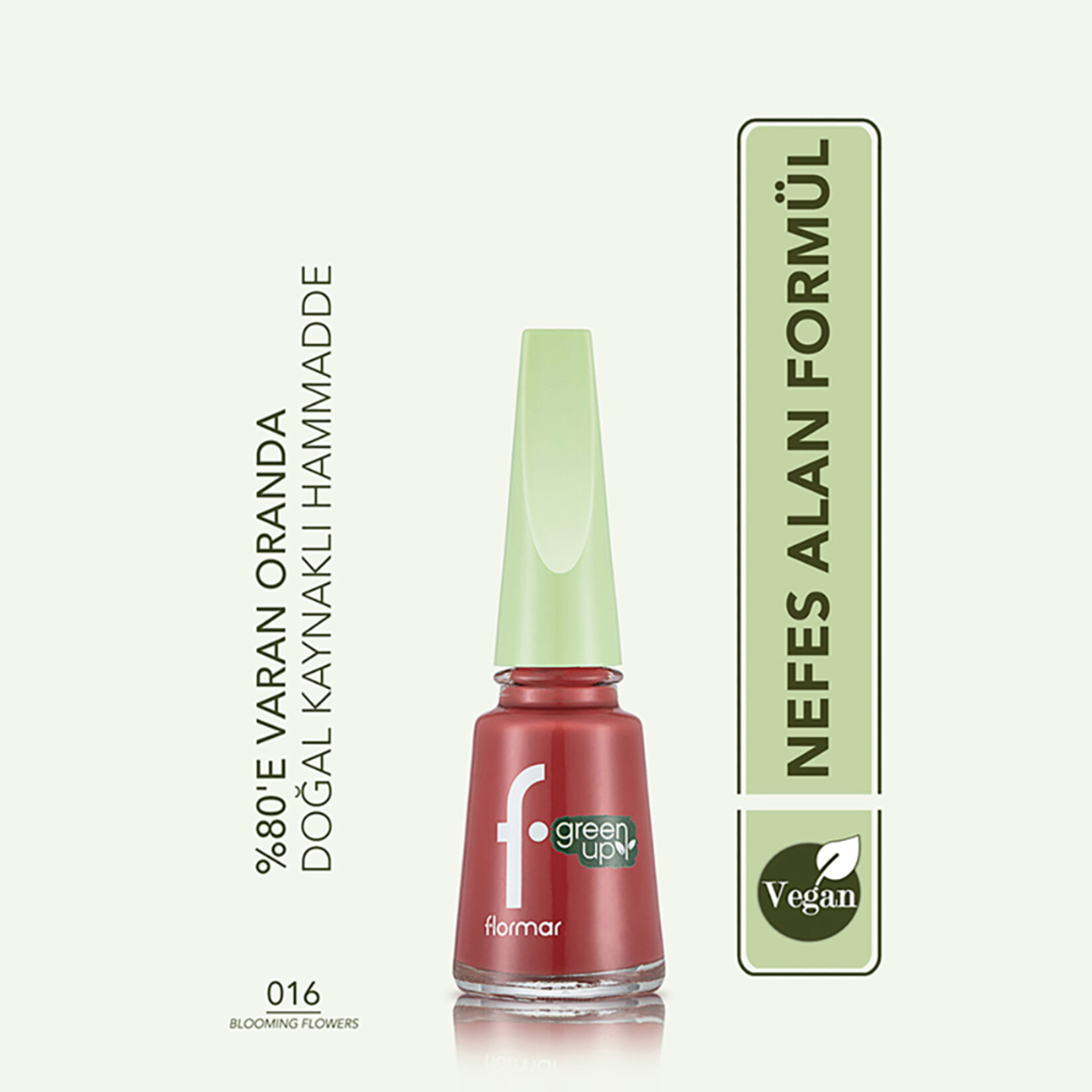 Flormar Green Up Vegan Formüllü Nefes Alabilen Oje - 016 Blooming Flowers - Görsel 3