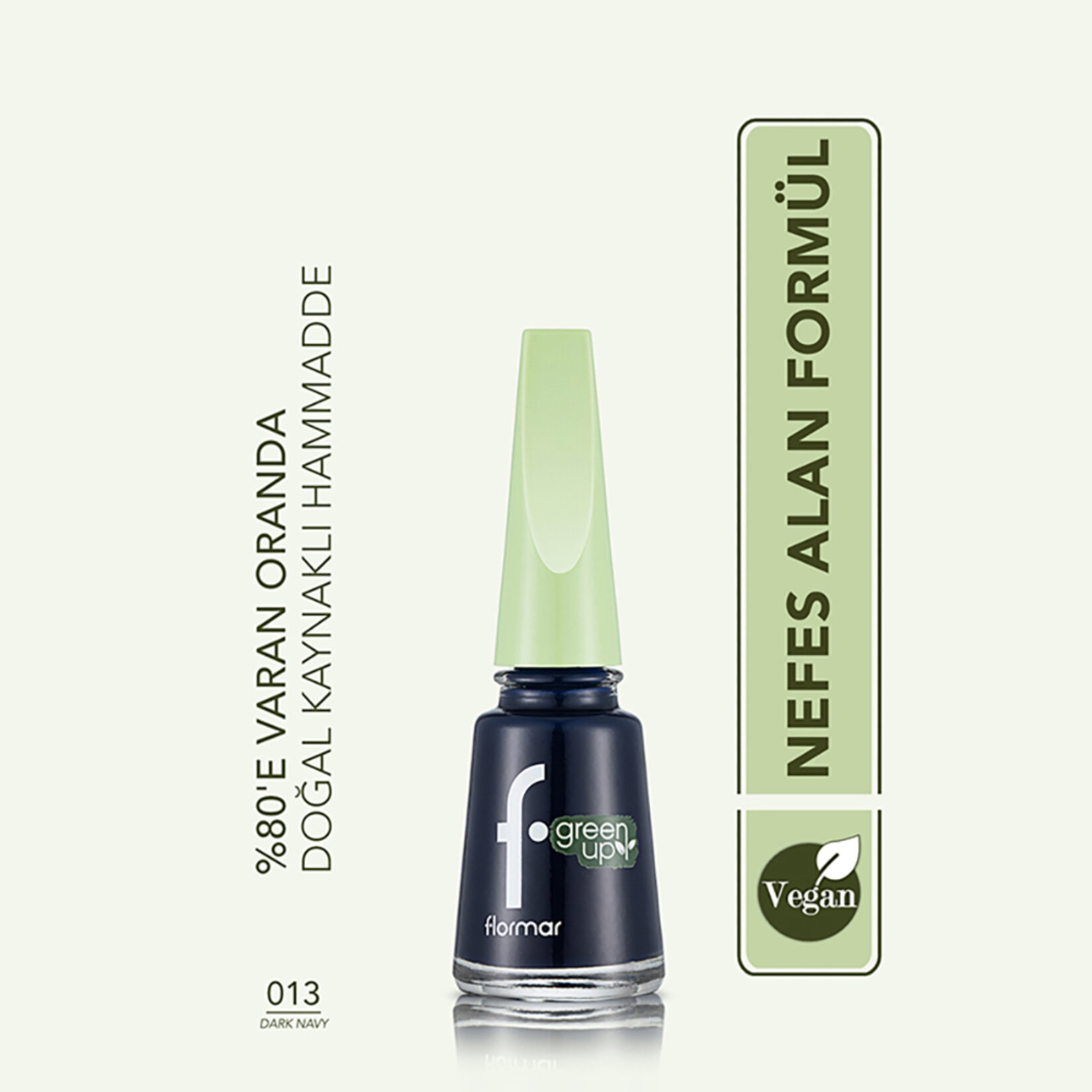 Flormar Green Up Vegan Formüllü Nefes Alabilen Oje - 013 Dark Navy - Görsel 3